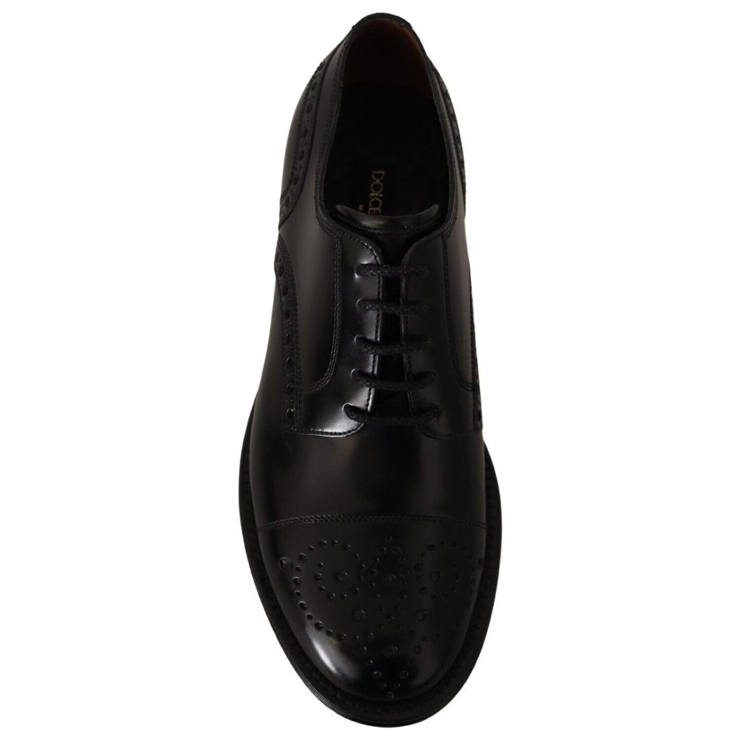 Dolce & Gabbana Black Leather Wingtip Mens Formal Derby Shoes MV4692 - 39