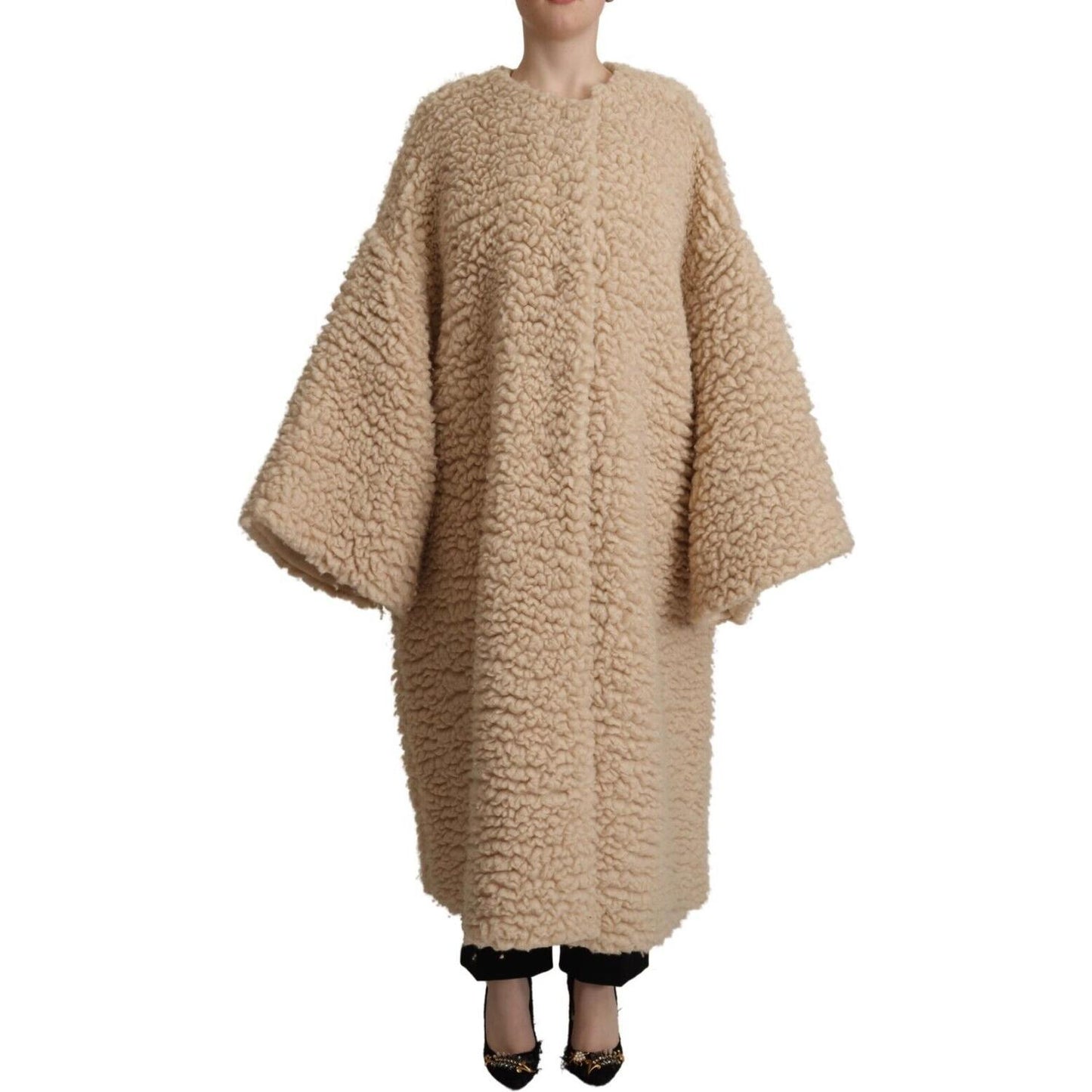 Dolce & Gabbana Elegant Beige Cashmere Overcoat Jacket Dolce & Gabbana Rosy Brown