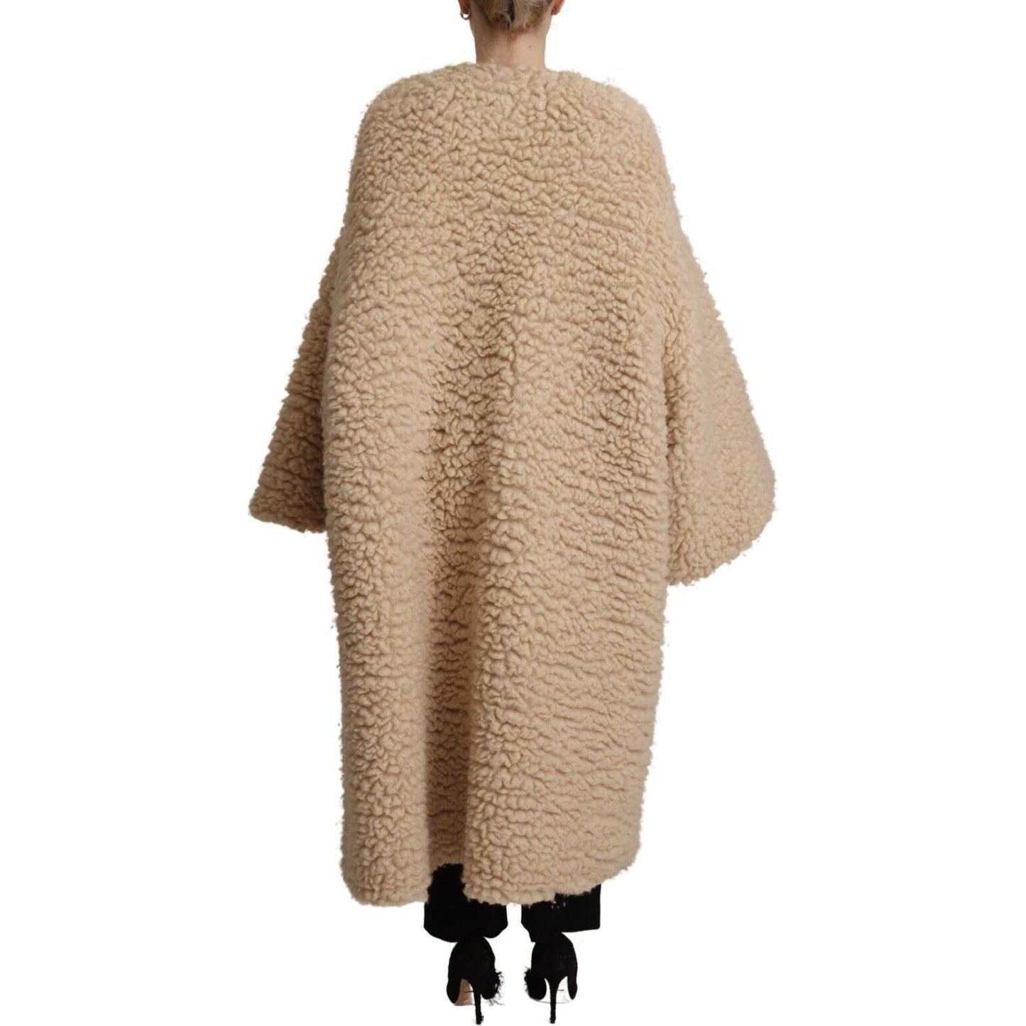 Dolce & Gabbana Elegant Beige Cashmere Overcoat Jacket Dolce & Gabbana Rosy Brown