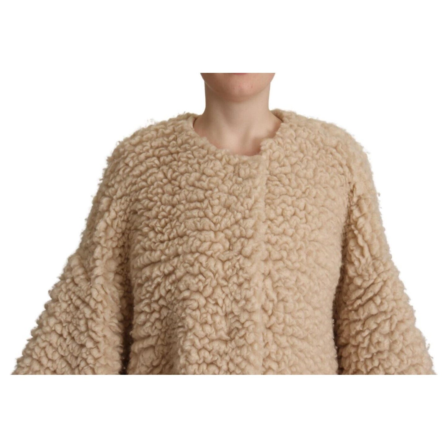 Dolce & Gabbana Elegant Beige Cashmere Overcoat Jacket Dolce & Gabbana Rosy Brown