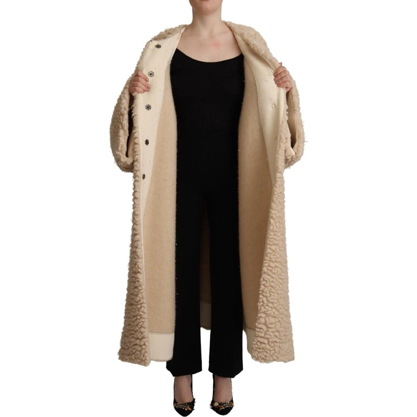 Dolce & Gabbana Elegant Beige Cashmere Overcoat Jacket Dolce & Gabbana Rosy Brown