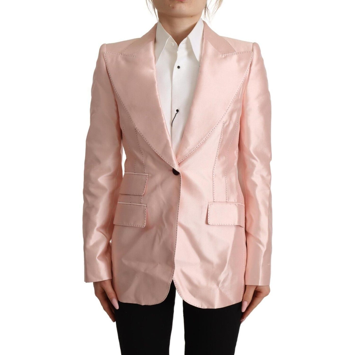 Dolce & Gabbana Elegant Pink Silk Blazer Jacket Dolce & Gabbana Gray