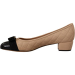 Salvatore Ferragamo Elegant Quilted Leather Pumps in Beige and Black WOMAN PUMPS Salvatore Ferragamo Rosy Brown