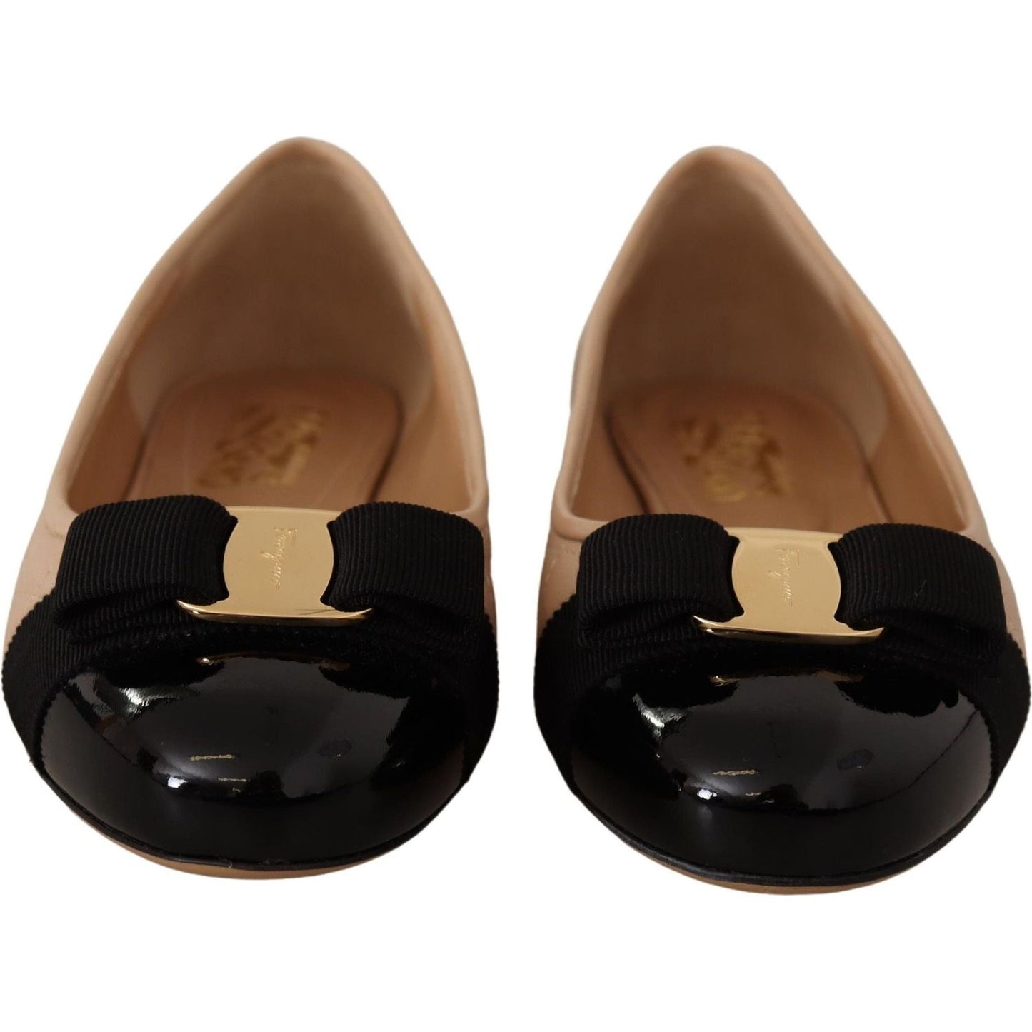 Salvatore Ferragamo Elegant Quilted Leather Flats - Chic Dual-Tone Design WOMAN FLAT SHOES Salvatore Ferragamo Black