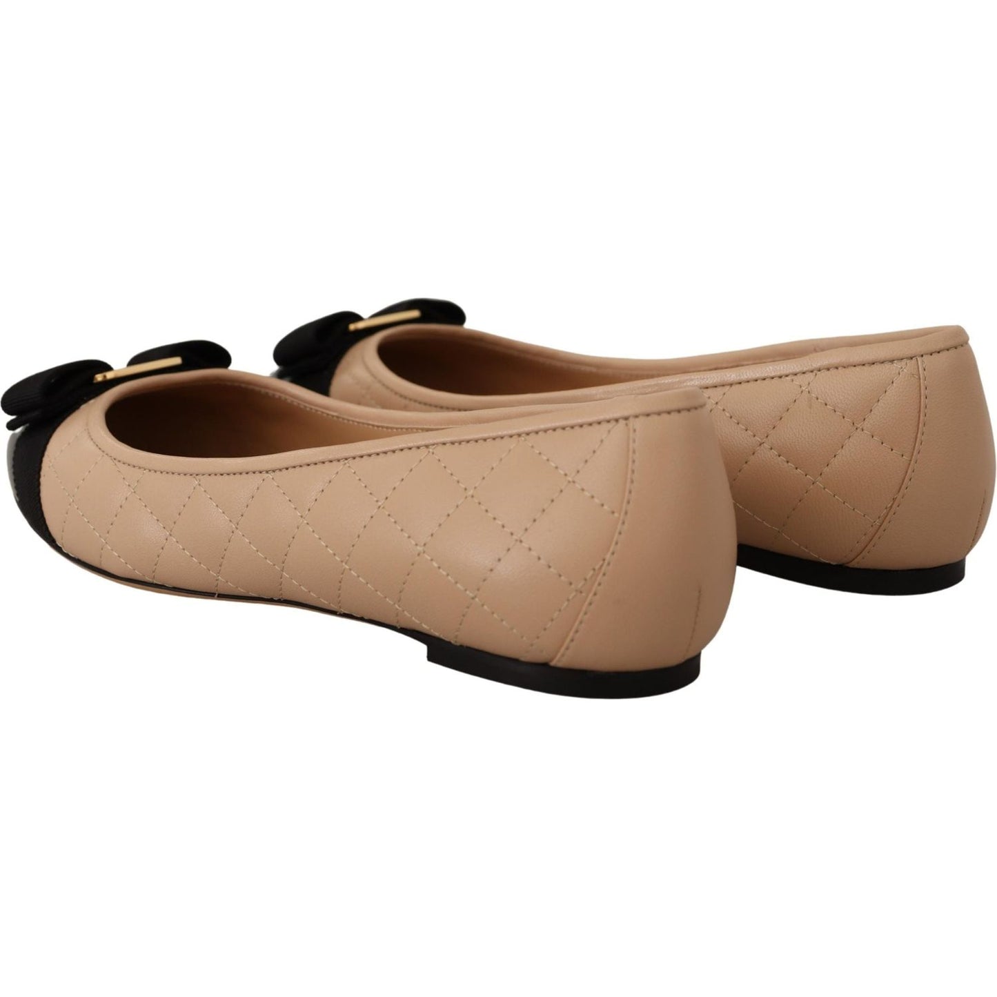 Salvatore Ferragamo Elegant Quilted Leather Flats - Chic Dual-Tone Design WOMAN FLAT SHOES Salvatore Ferragamo Rosy Brown