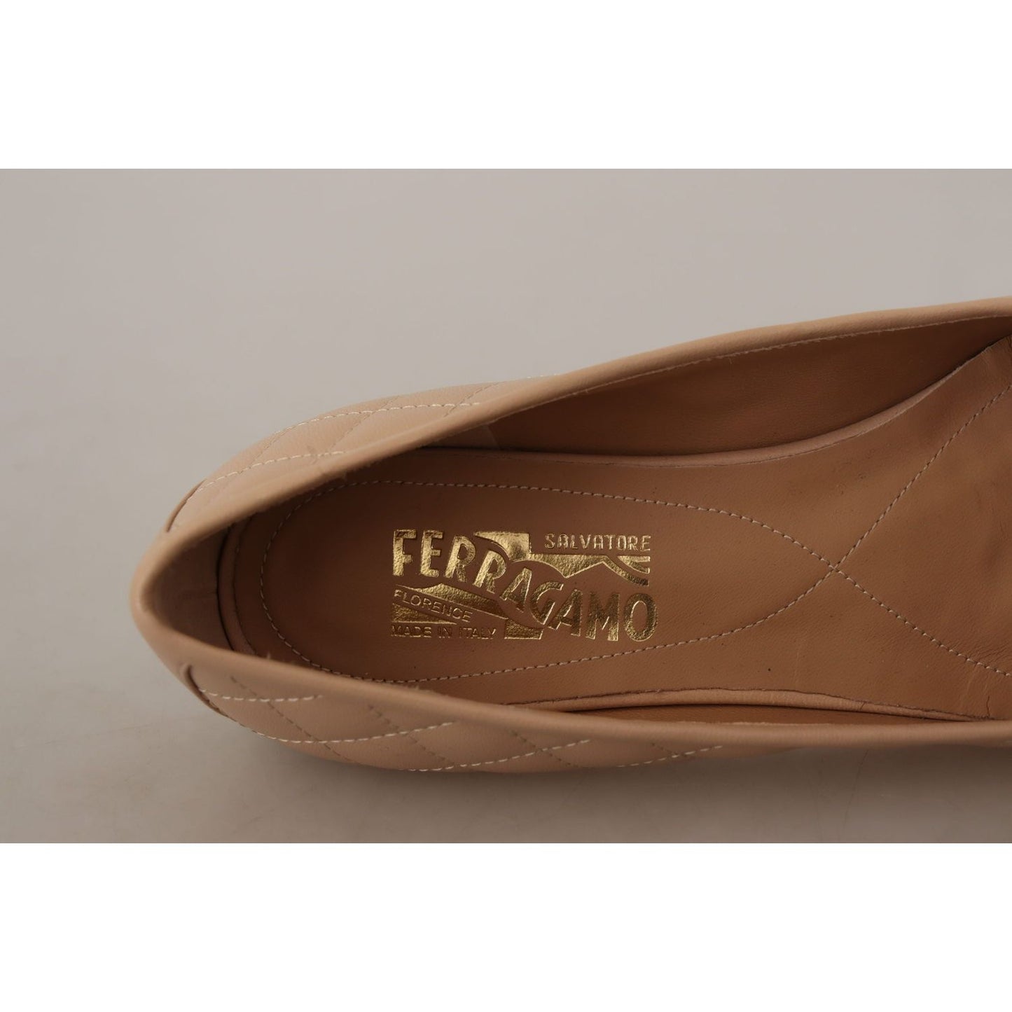 Salvatore Ferragamo Elegant Quilted Leather Flats - Chic Dual-Tone Design WOMAN FLAT SHOES Salvatore Ferragamo Dim Gray