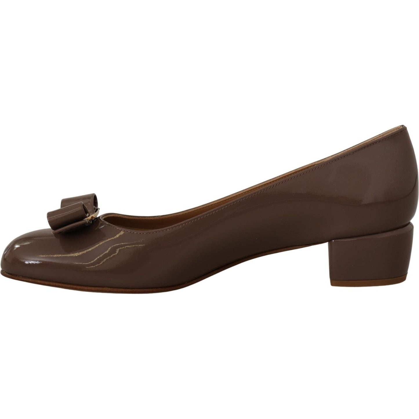 Salvatore Ferragamo Elegant Caraway Brown Pumps with Vara Bow WOMAN PUMPS Salvatore Ferragamo Dark Slate Gray