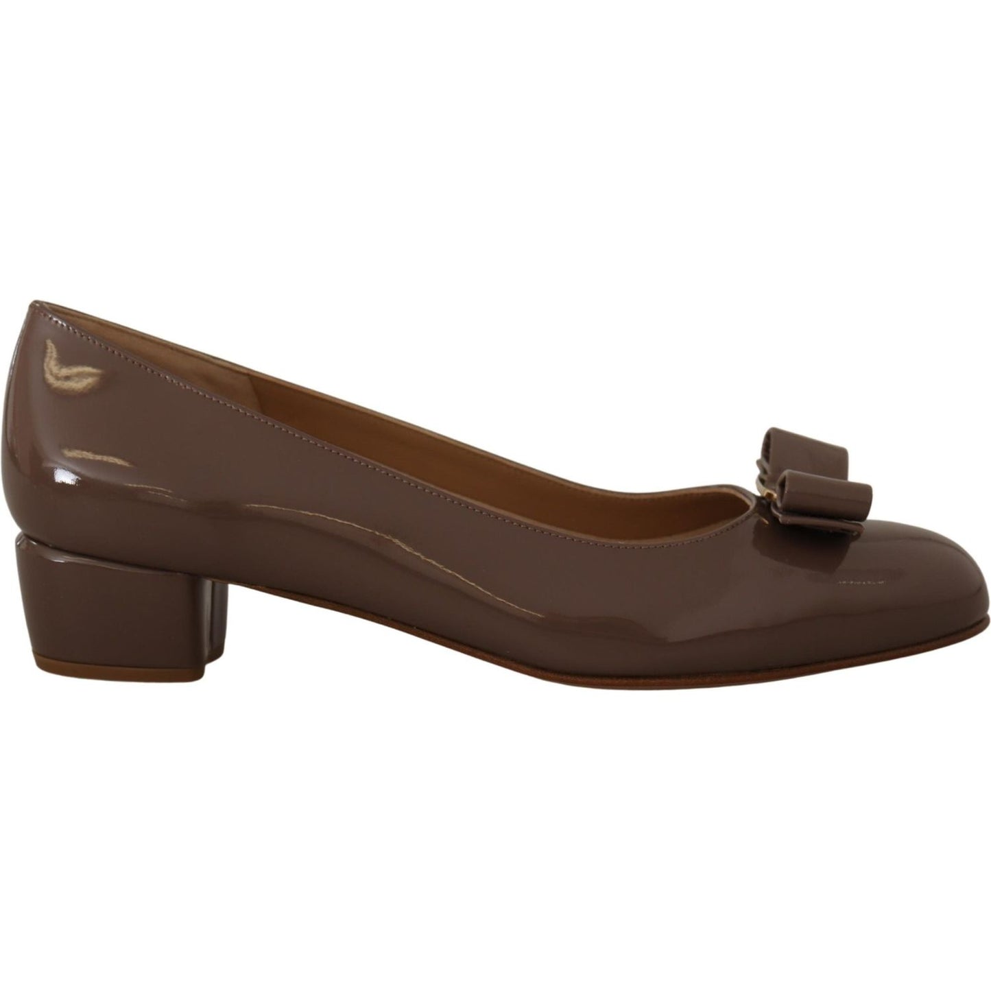 Salvatore Ferragamo Elegant Caraway Brown Pumps with Vara Bow WOMAN PUMPS Salvatore Ferragamo Dark Slate Gray