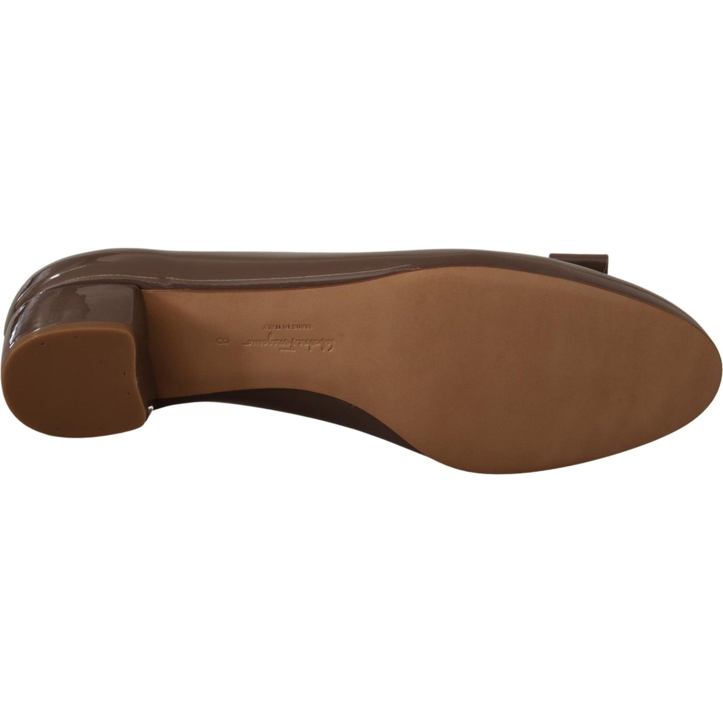 Salvatore Ferragamo Elegant Caraway Brown Pumps with Vara Bow WOMAN PUMPS Salvatore Ferragamo Dark Olive Green