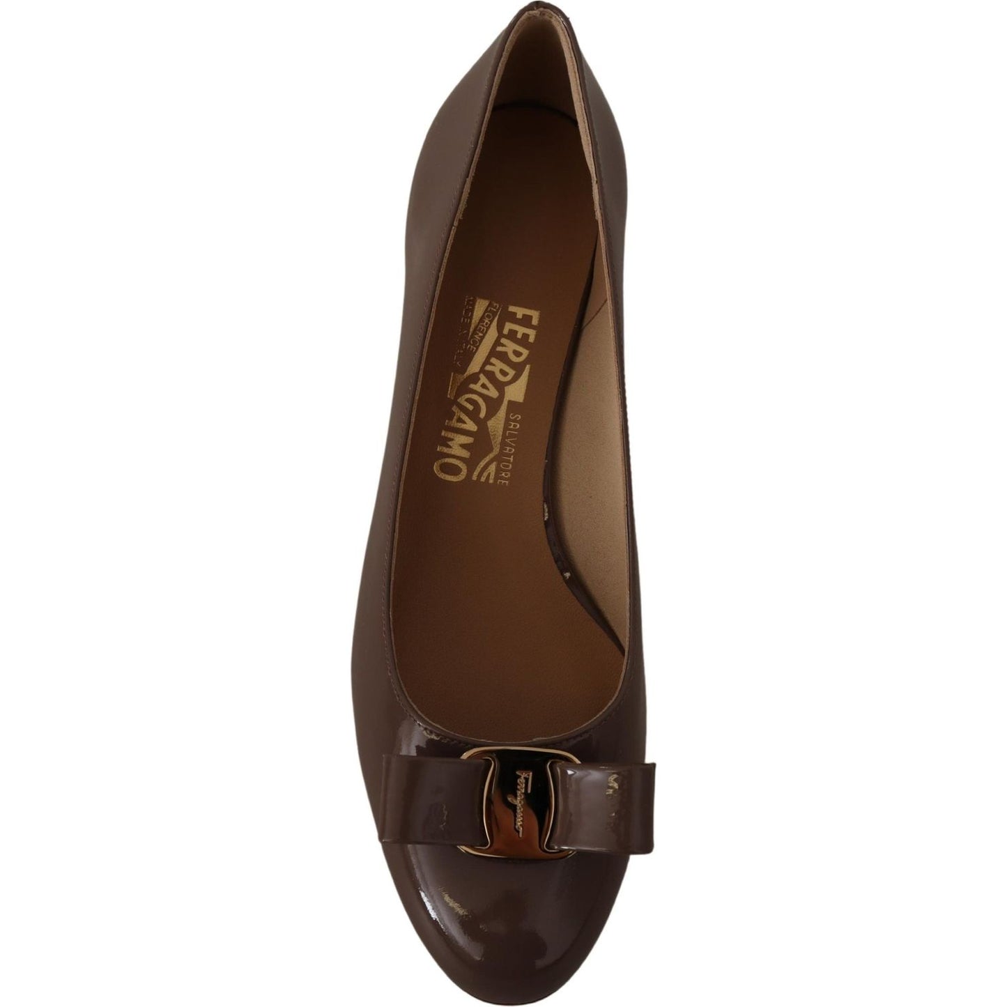 Salvatore Ferragamo Elegant Caraway Brown Pumps with Vara Bow WOMAN PUMPS Salvatore Ferragamo Dark Slate Gray