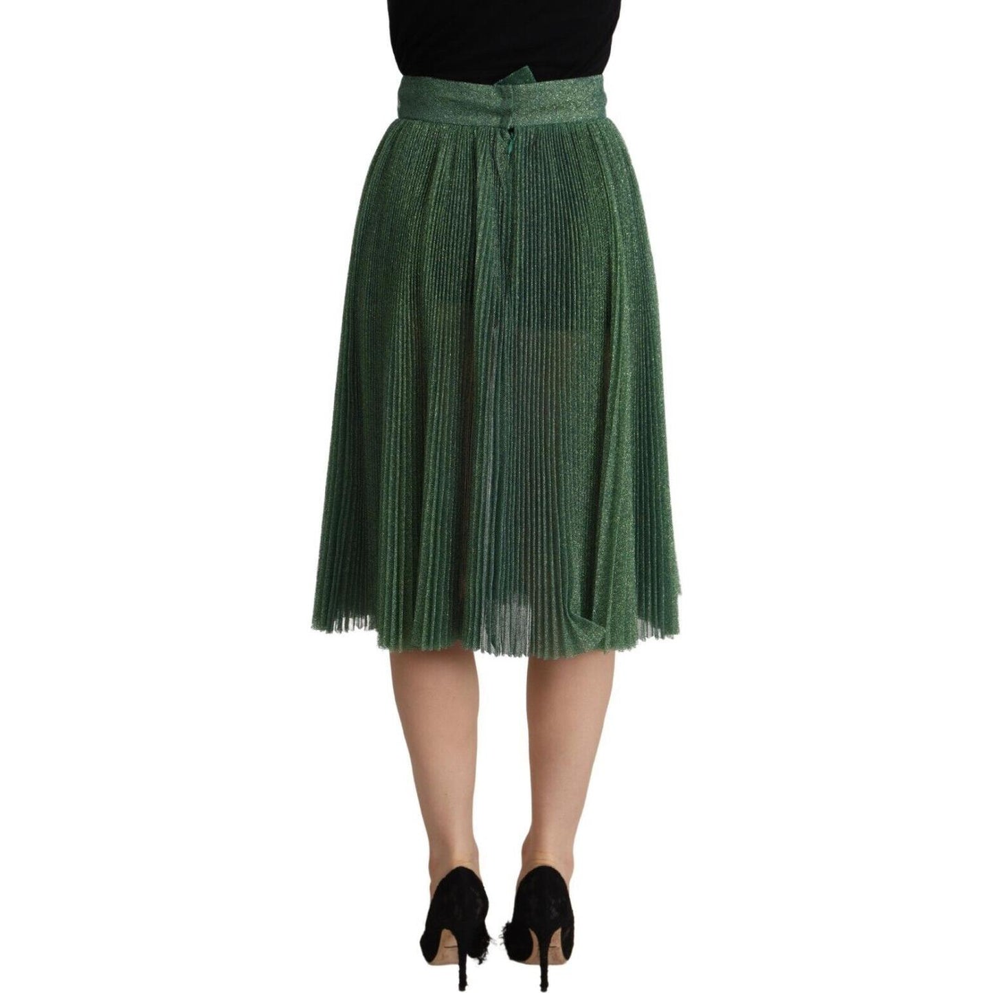 Dolce & Gabbana Metallic Green Pleated A-Line Midi Skirt Dolce & Gabbana Dark Slate Gray