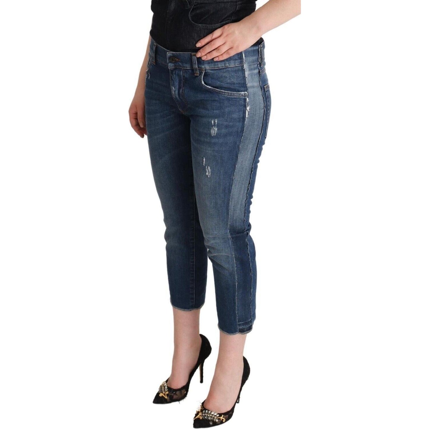 Dolce & Gabbana Elegant Mid-Waist Cropped Denim Dolce & Gabbana Dark Slate Gray