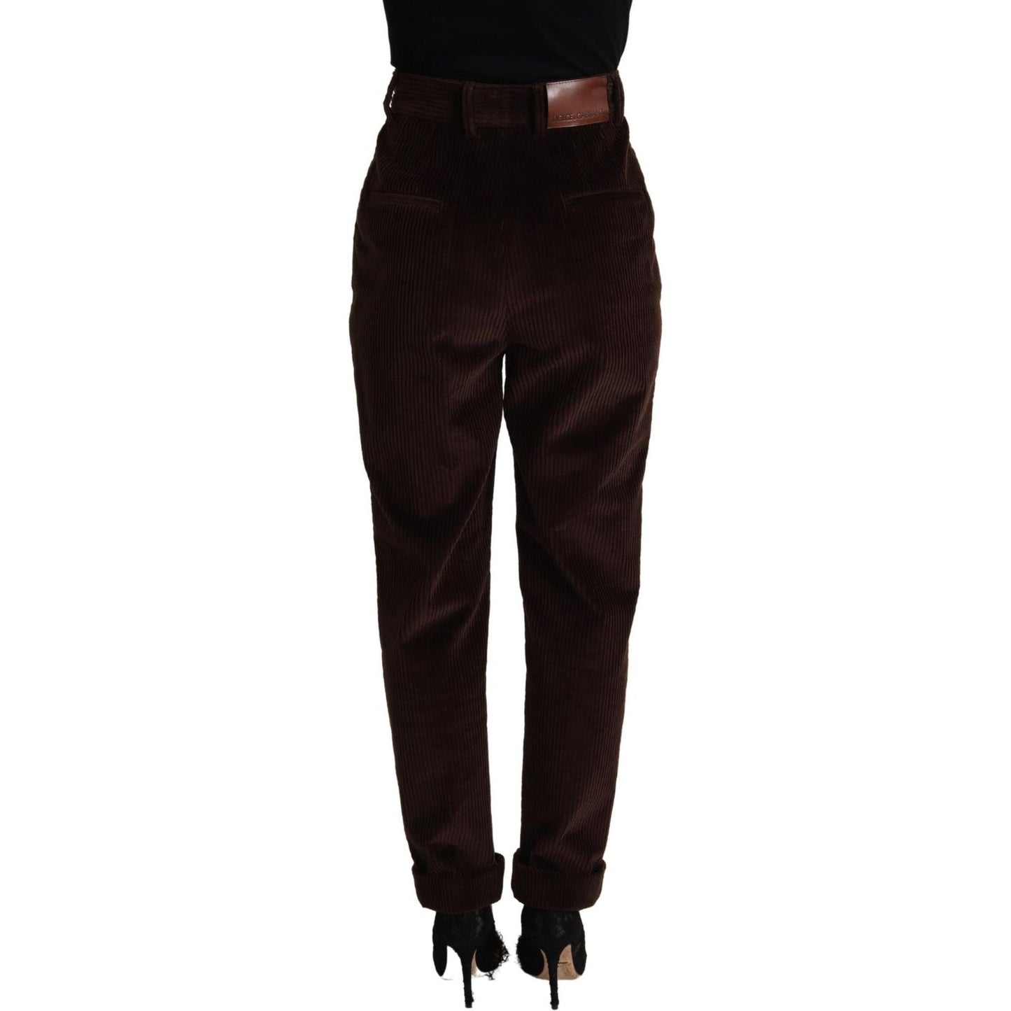 Dolce & Gabbana Elegant Bordeaux High-Waisted Corduroy Pants Dolce & Gabbana Black