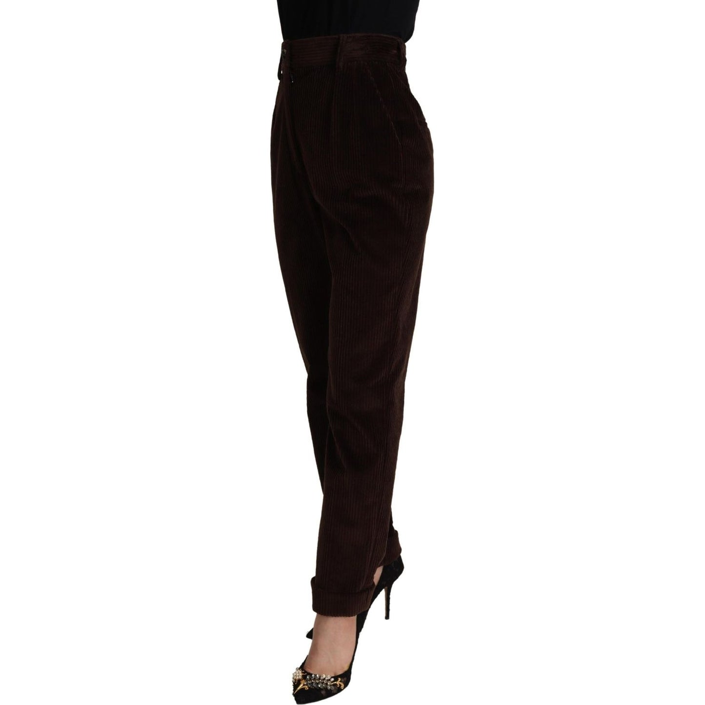 Dolce & Gabbana Elegant Bordeaux High-Waisted Corduroy Pants Dolce & Gabbana Black