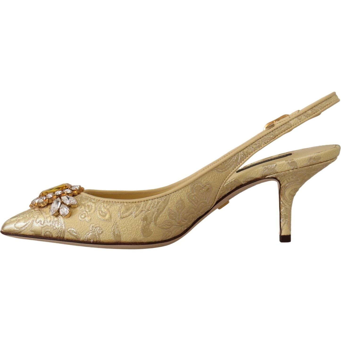Dolce & Gabbana Gleaming Gold Crystal Slingback Heels Dolce & Gabbana Dark Khaki