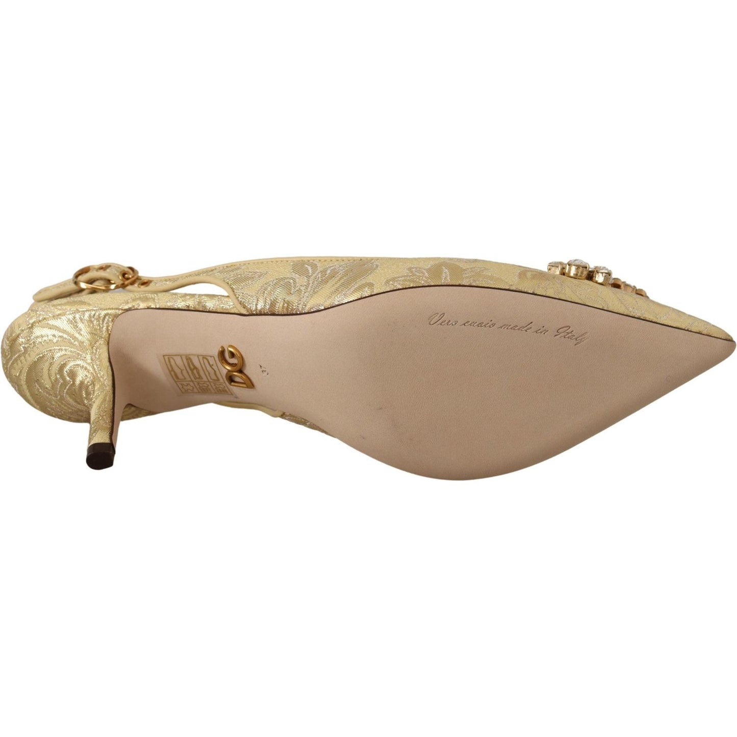 Dolce & Gabbana Gleaming Gold Crystal Slingback Heels Dolce & Gabbana Rosy Brown