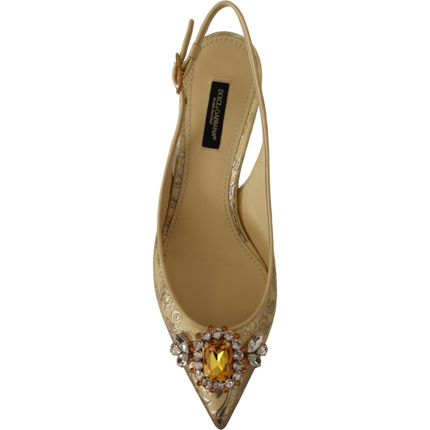 Dolce & Gabbana Gleaming Gold Crystal Slingback Heels Dolce & Gabbana Sienna