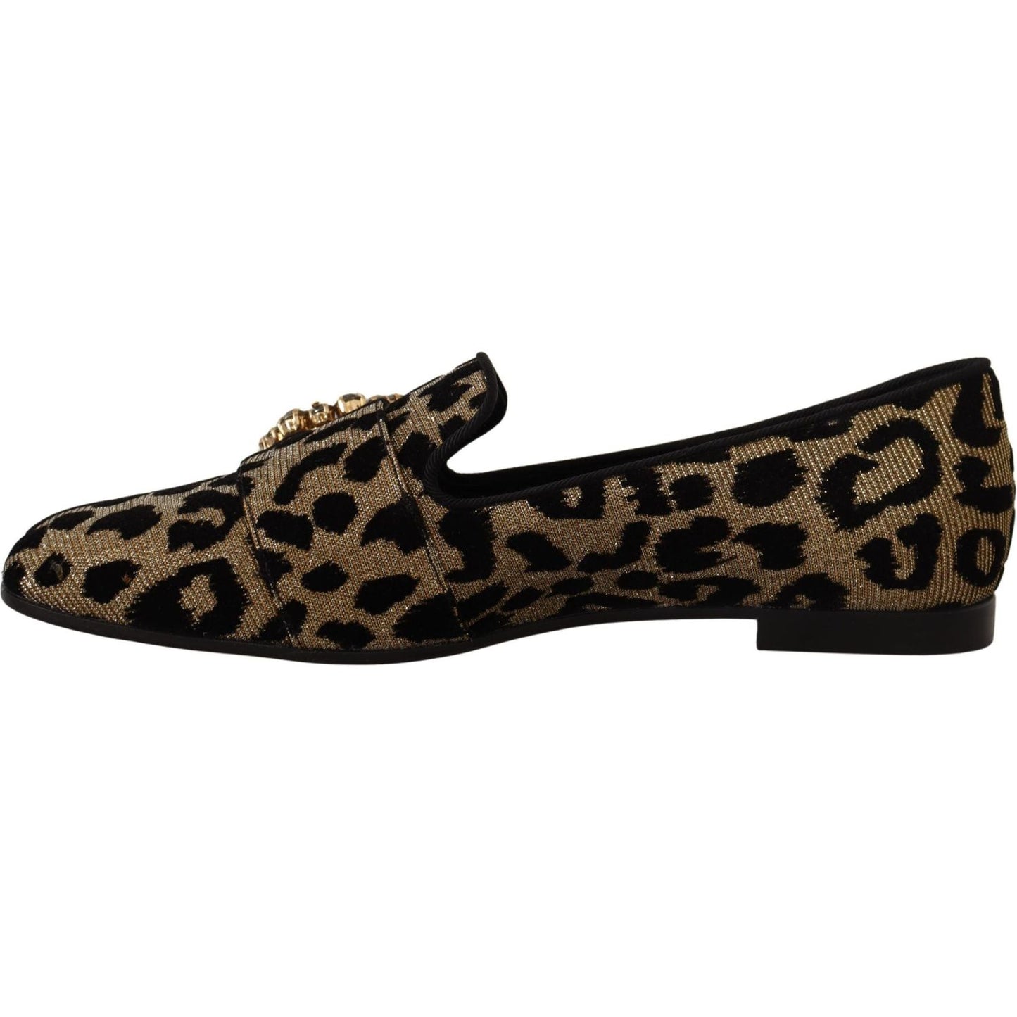 Dolce & Gabbana Elegant Leopard Crystal Gem Loafers Dolce & Gabbana Black