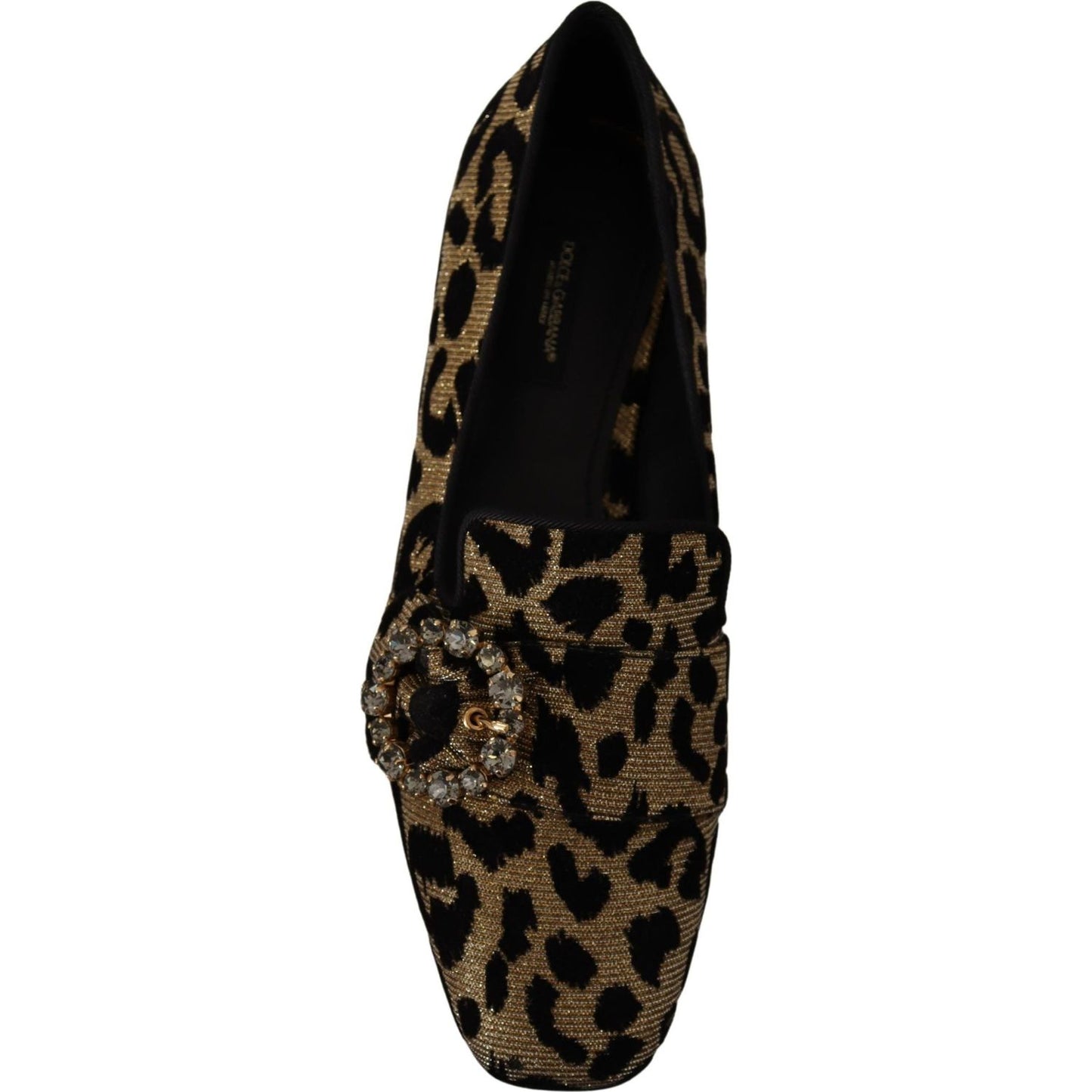 Dolce & Gabbana Elegant Leopard Crystal Gem Loafers Dolce & Gabbana Black