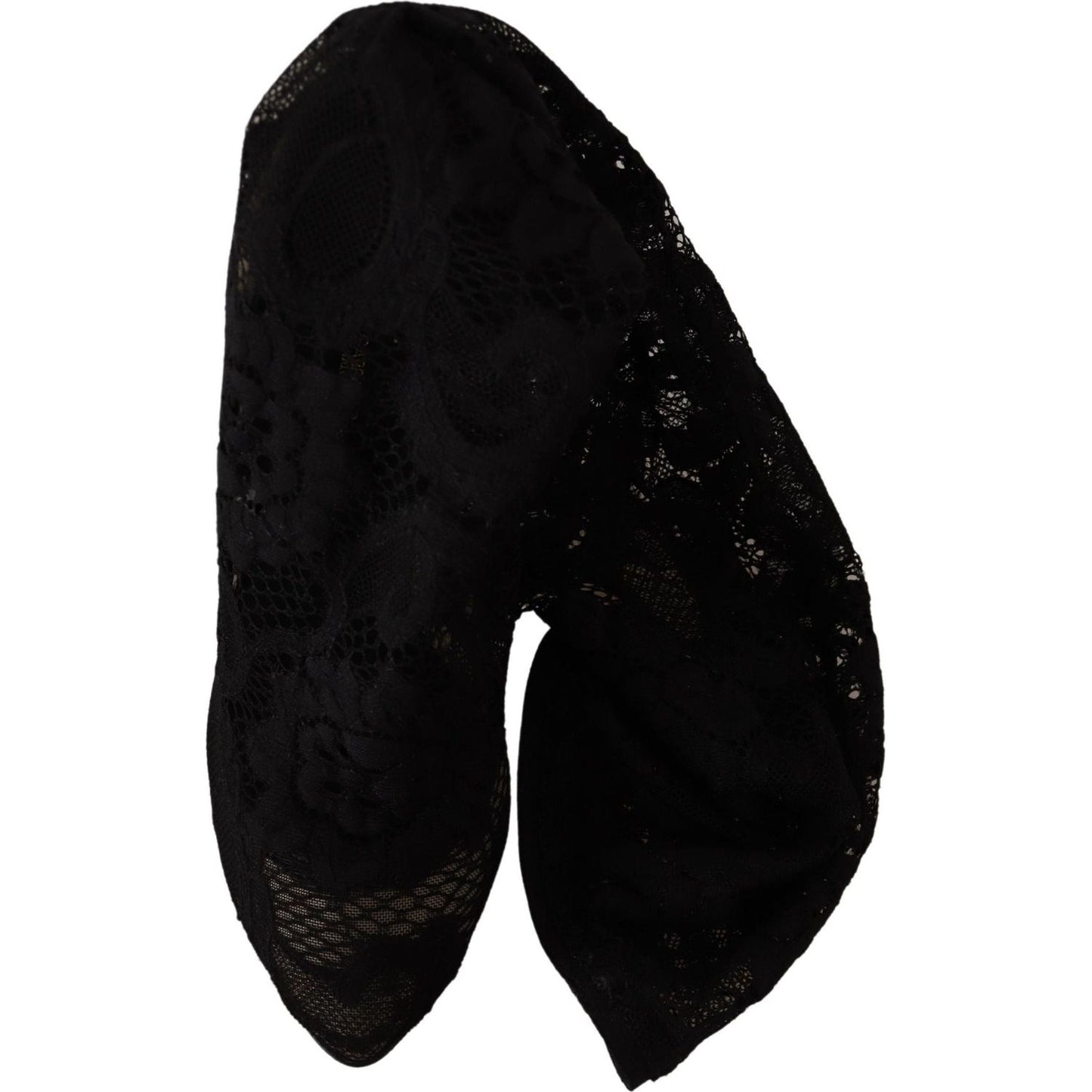 Dolce & Gabbana Black Stretch Socks Taormina Lace Boots Shoes LA9806- 38.5