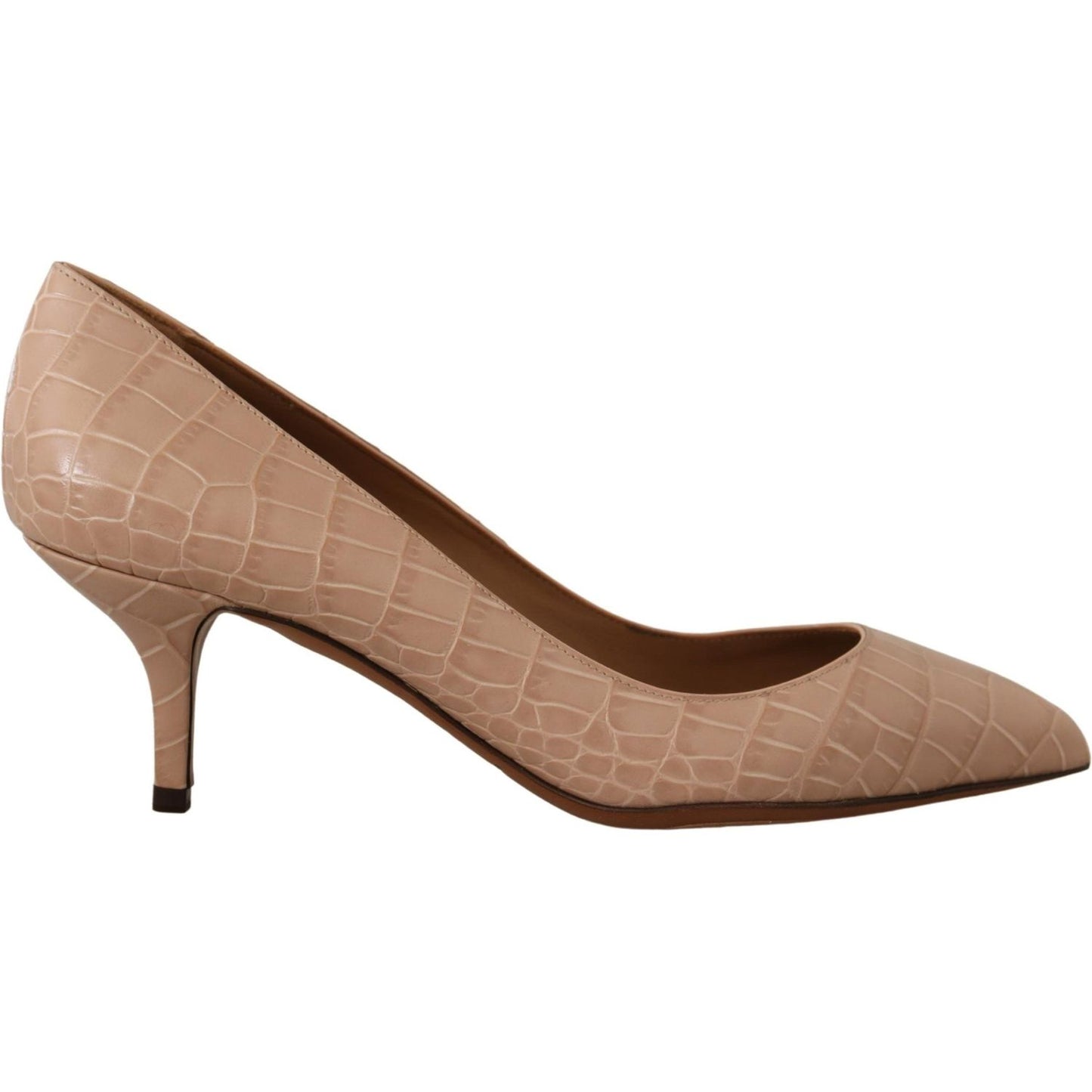 Dolce & Gabbana Elegant Beige Leather Pumps Dolce & Gabbana Rosy Brown