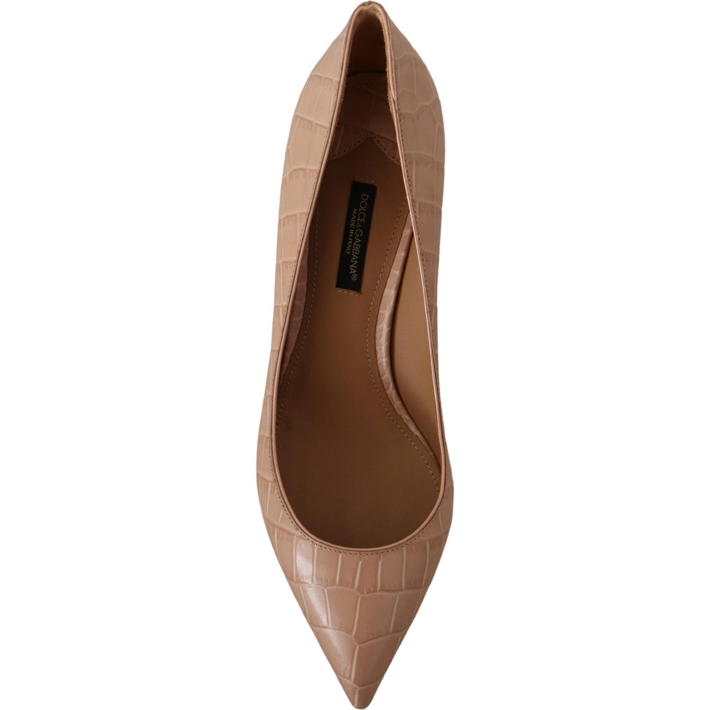 Dolce & Gabbana Elegant Beige Leather Pumps Dolce & Gabbana Dark Olive Green