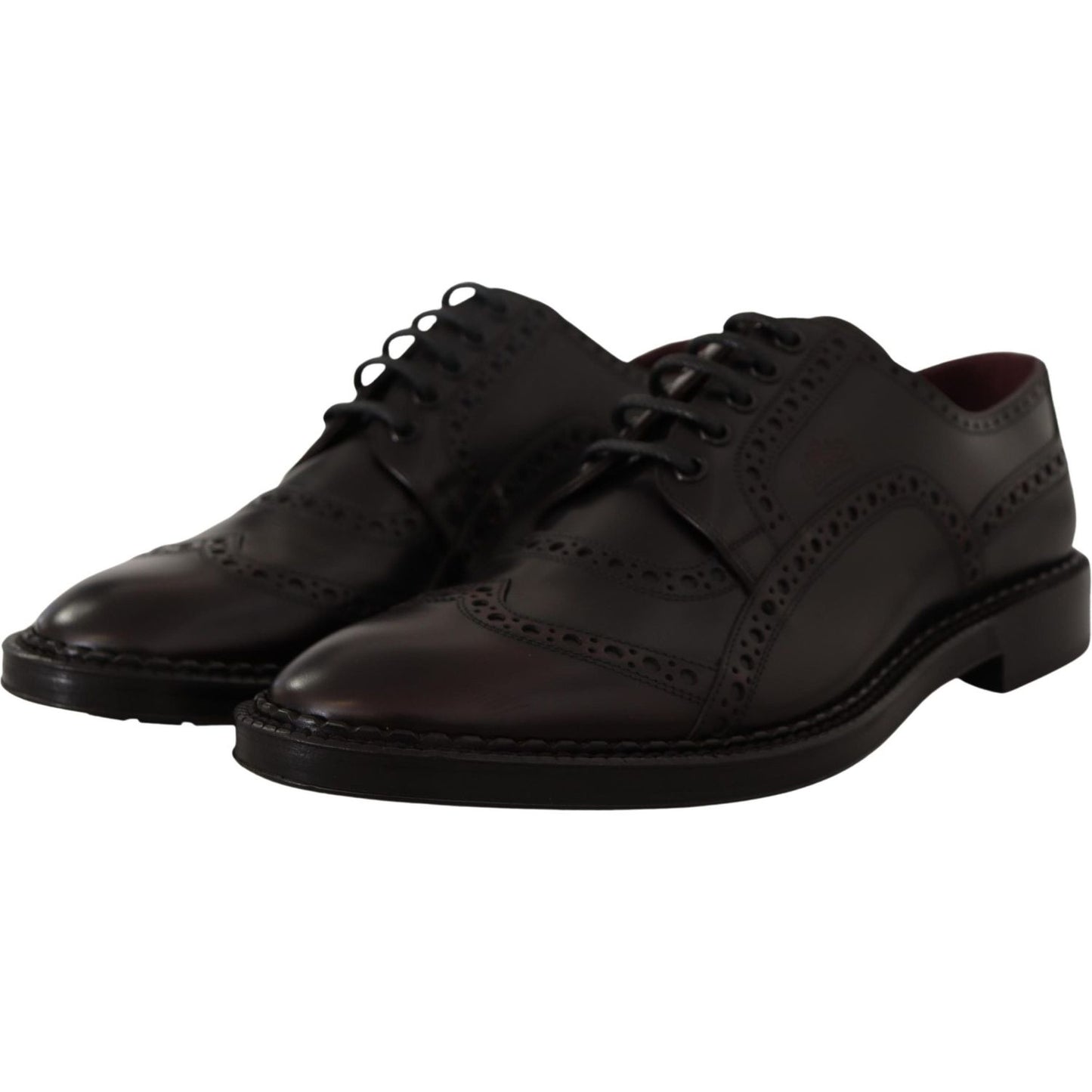 Dolce & Gabbana Elegant Purple Leather Derby Formal Shoes Dolce & Gabbana Black