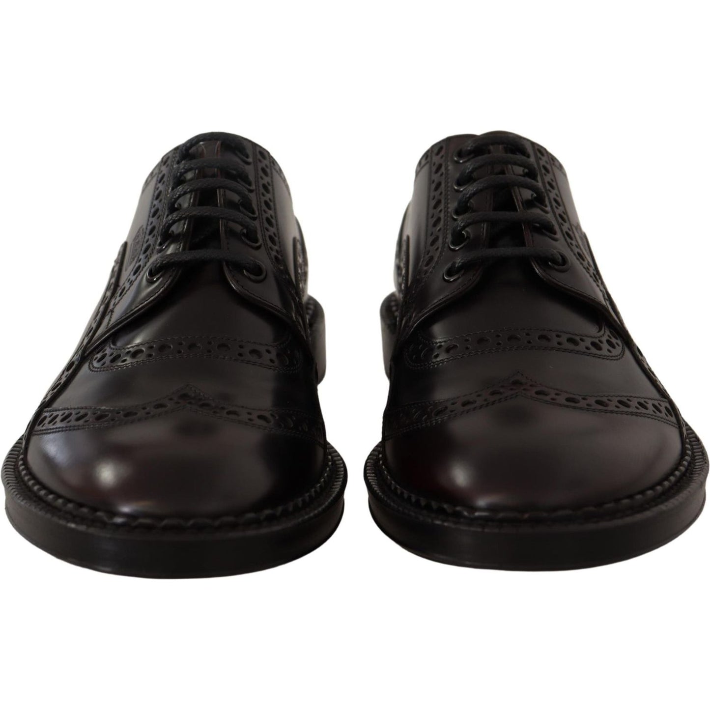 Dolce & Gabbana Elegant Purple Leather Derby Formal Shoes Dolce & Gabbana Black