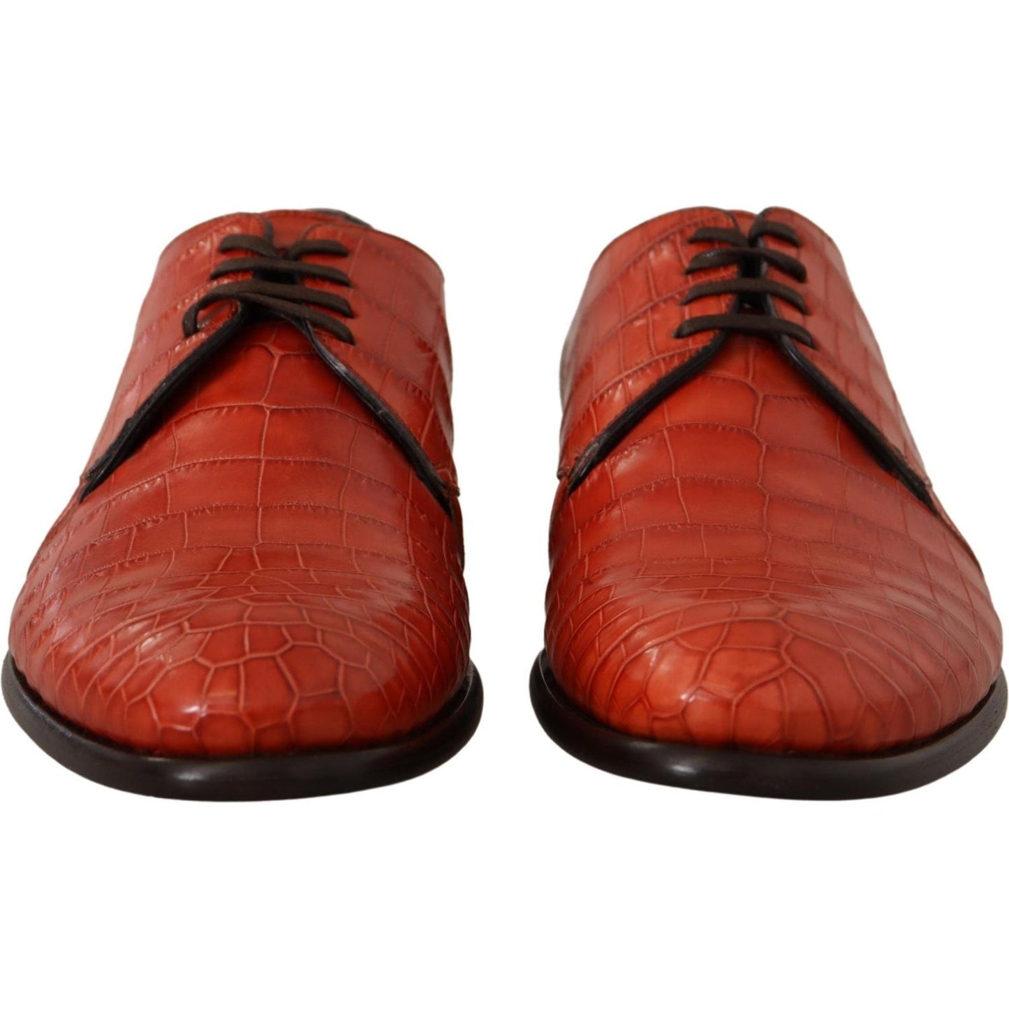 Dolce & Gabbana Exquisite Exotic Croc Leather Lace-Up Dress Shoes Dolce & Gabbana Brown