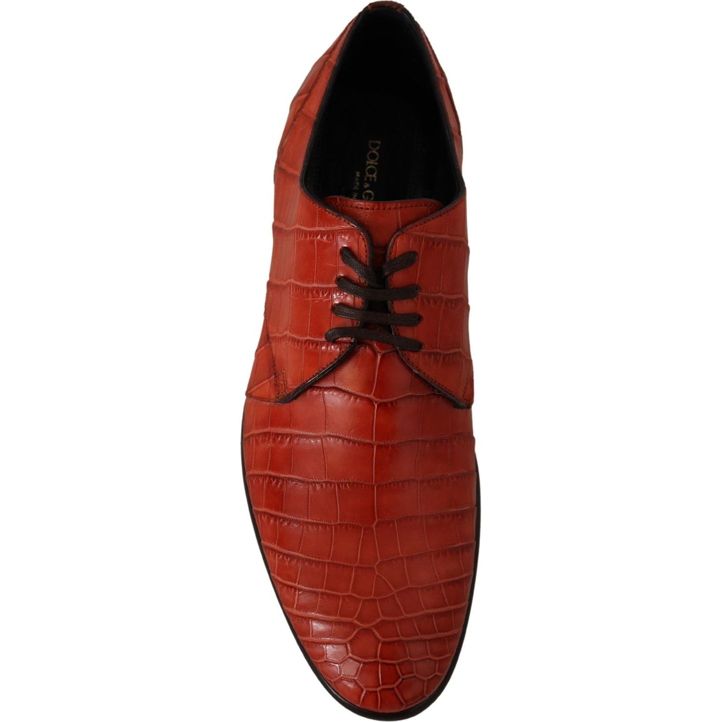 Dolce & Gabbana Exquisite Exotic Croc Leather Lace-Up Dress Shoes Dolce & Gabbana Saddle Brown