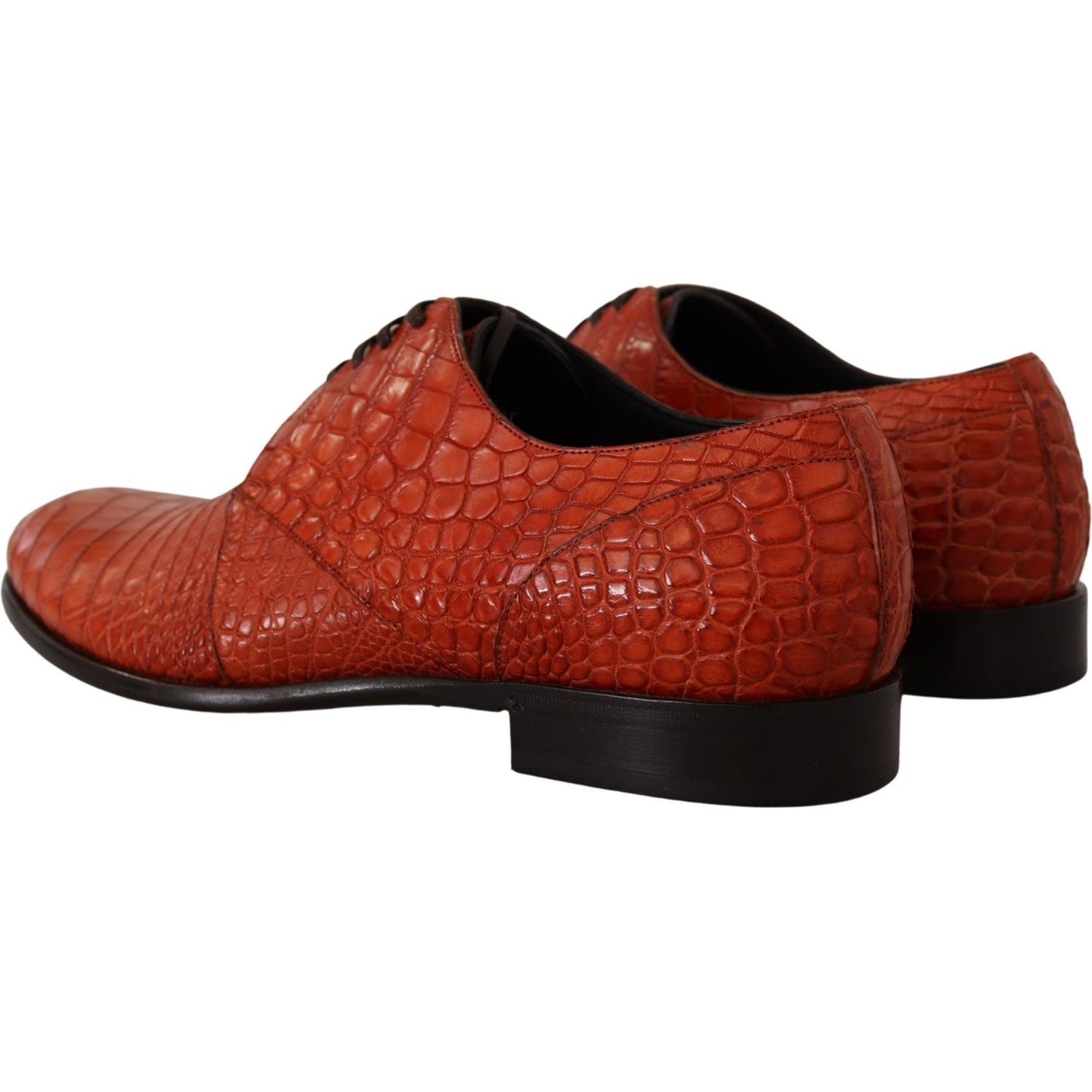 Dolce & Gabbana Exotic Orange Croc Leather Laceup Dress Shoes Dolce & Gabbana Saddle Brown