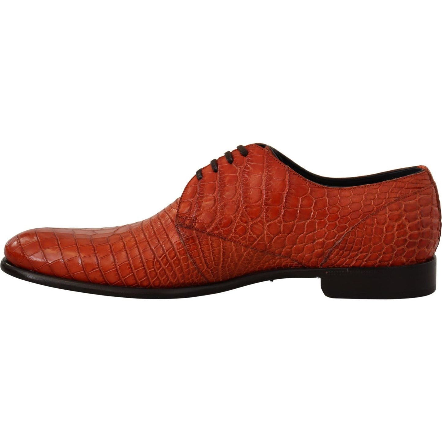 Dolce & Gabbana Exotic Orange Croc Leather Laceup Dress Shoes Dolce & Gabbana Saddle Brown