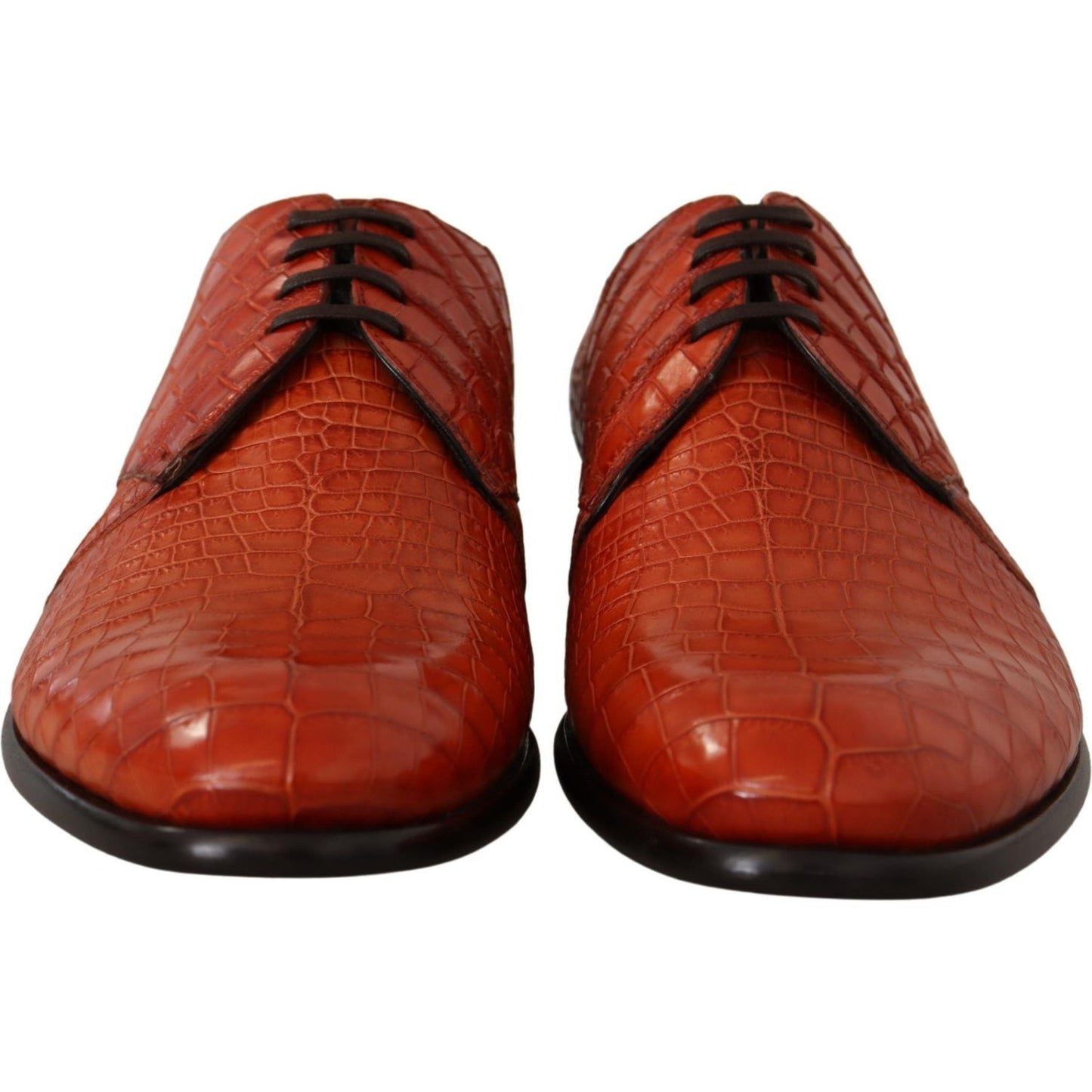 Dolce & Gabbana Exotic Orange Croc Leather Laceup Dress Shoes Dolce & Gabbana Saddle Brown