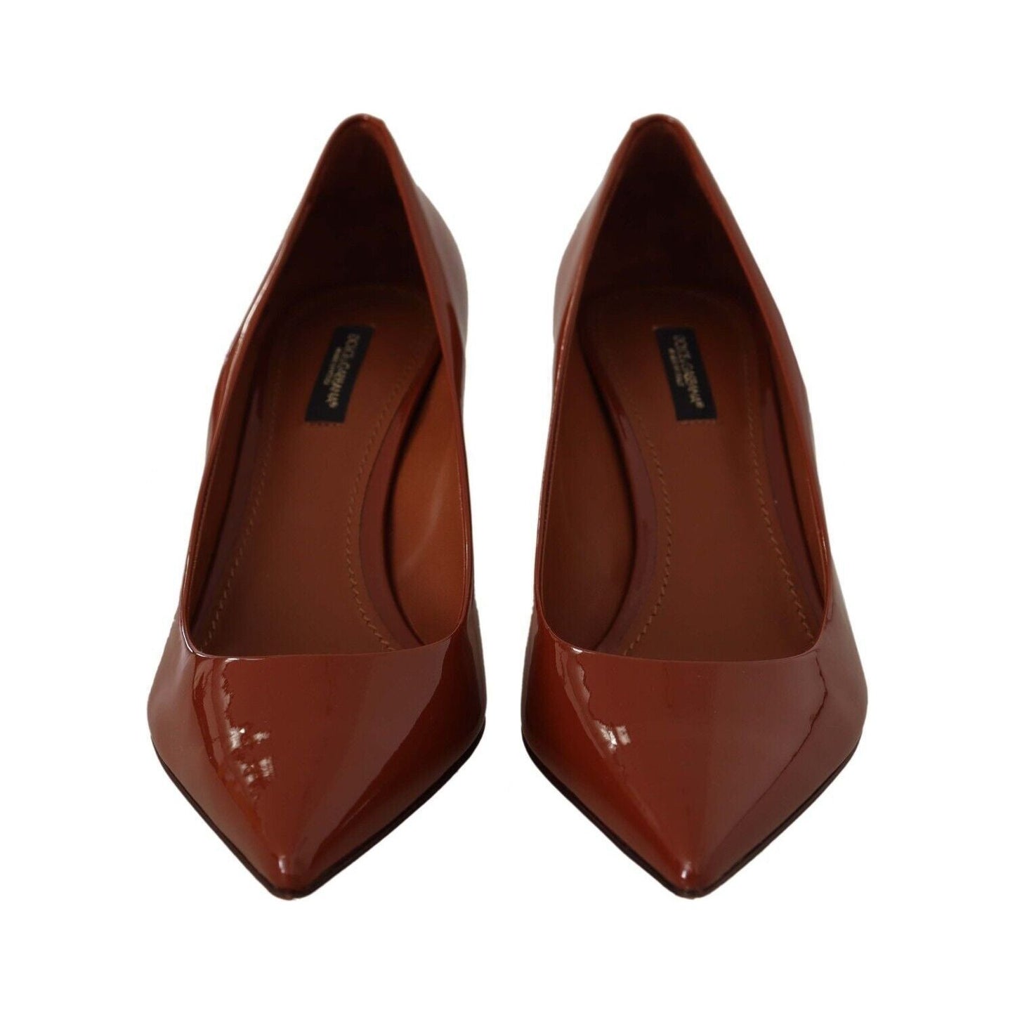 Dolce & Gabbana Elegant Patent Leather Heels Pumps Dolce & Gabbana Saddle Brown