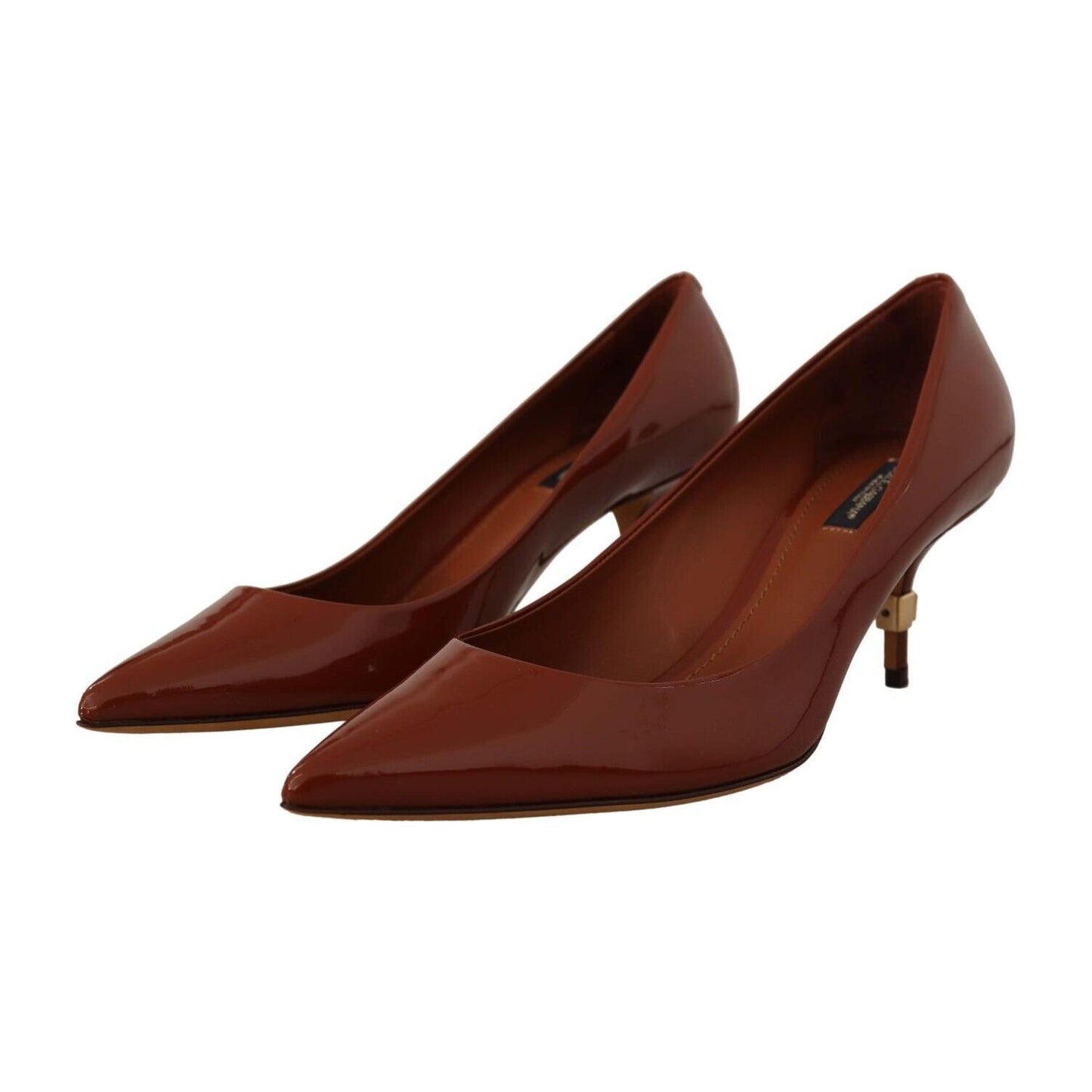 Dolce & Gabbana Elegant Patent Leather Heels Pumps Dolce & Gabbana Saddle Brown