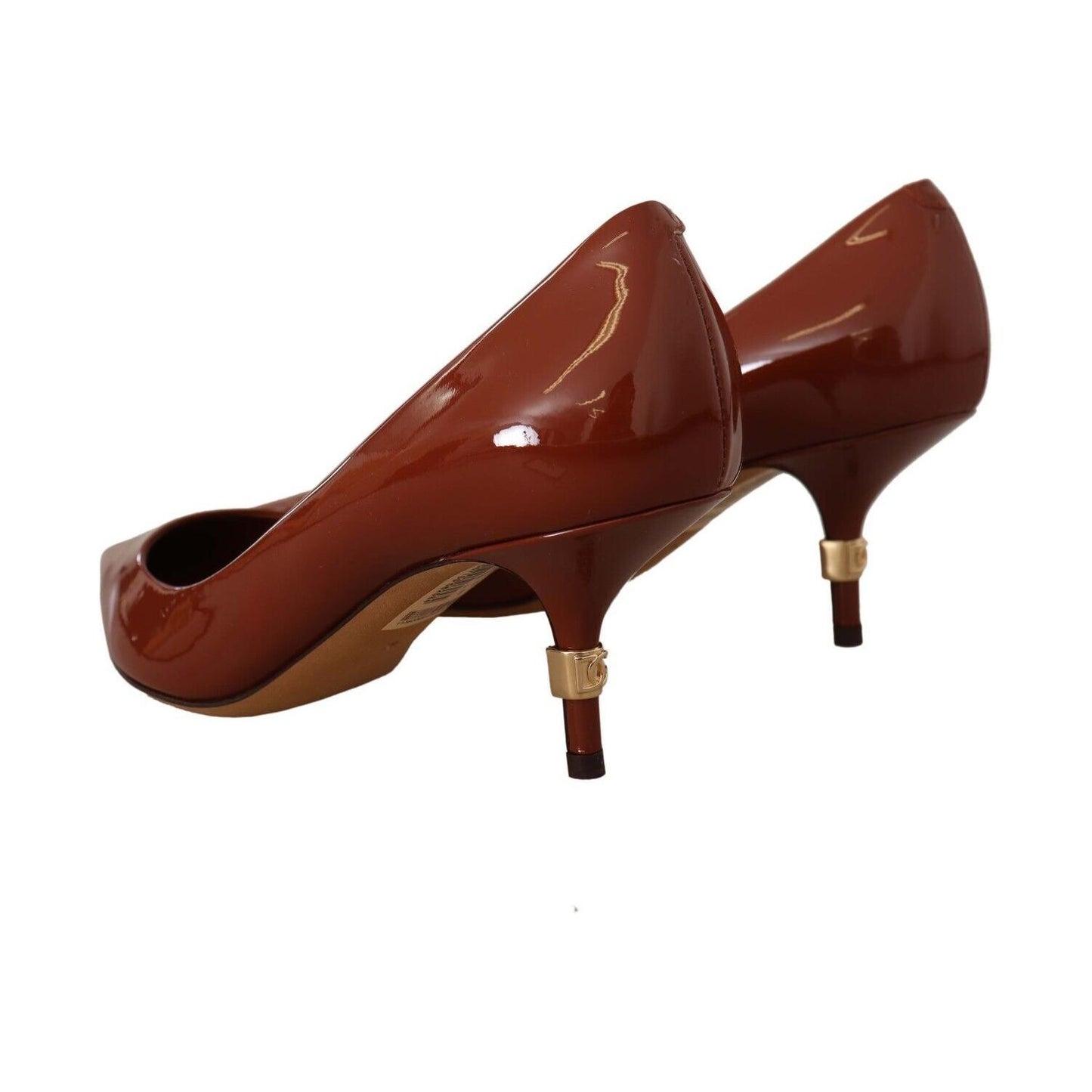 Dolce & Gabbana Elegant Patent Leather Heels Pumps Dolce & Gabbana Saddle Brown