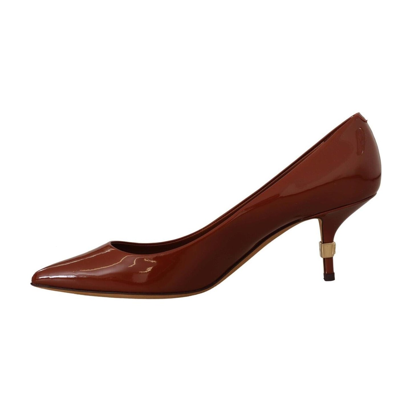 Dolce & Gabbana Elegant Patent Leather Heels Pumps Dolce & Gabbana Saddle Brown