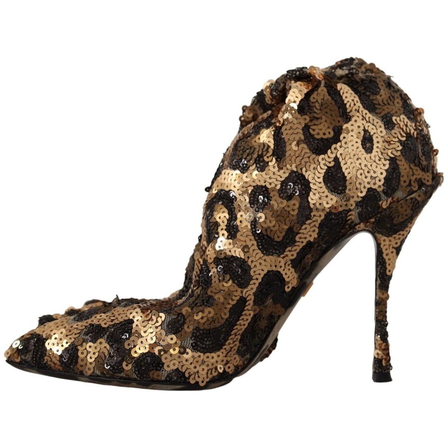 Dolce & Gabbana Elegant Leopard Sequin Knee-High Boots Dolce & Gabbana Dark Slate Gray