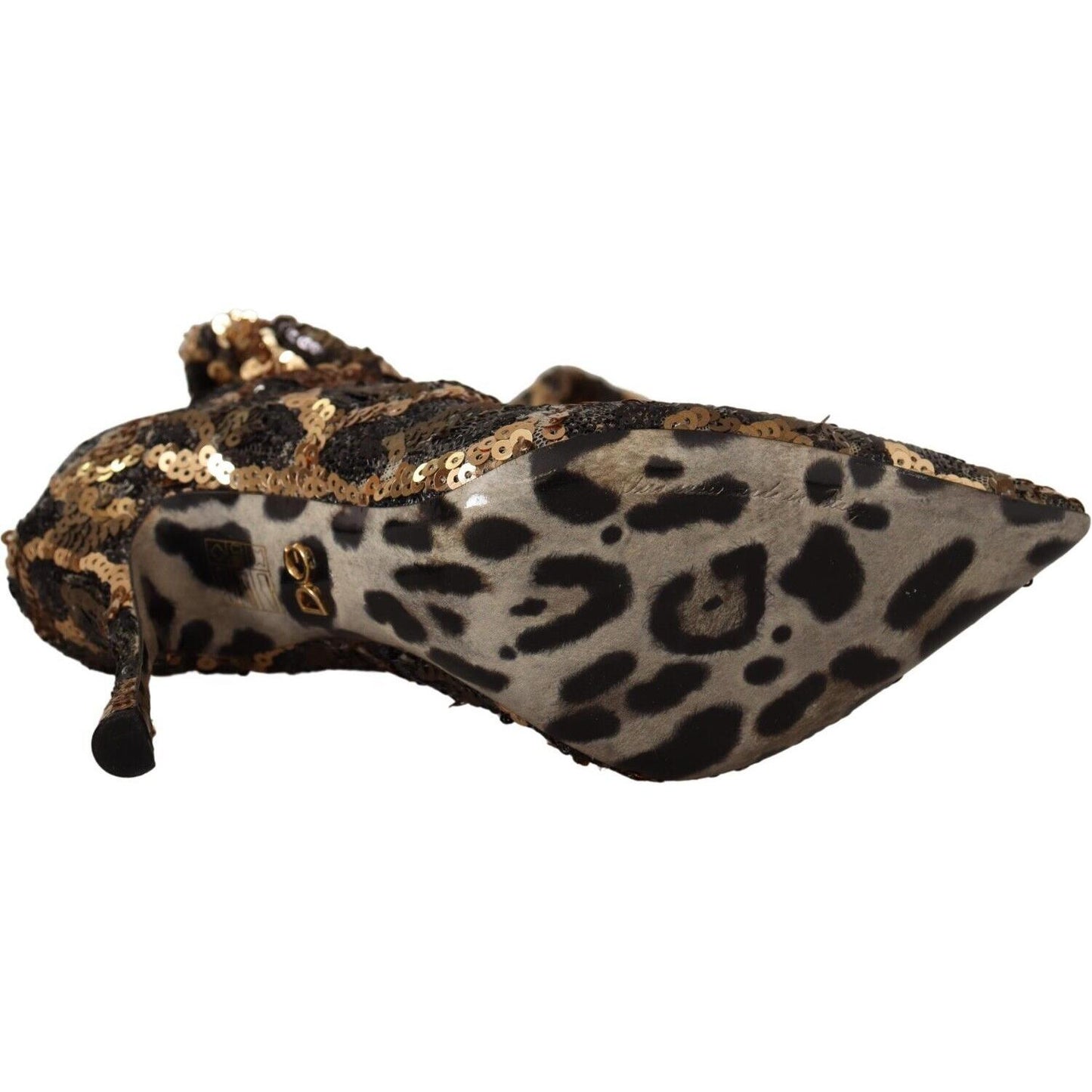 Dolce & Gabbana Elegant Leopard Sequin Knee-High Boots Dolce & Gabbana Dark Slate Gray