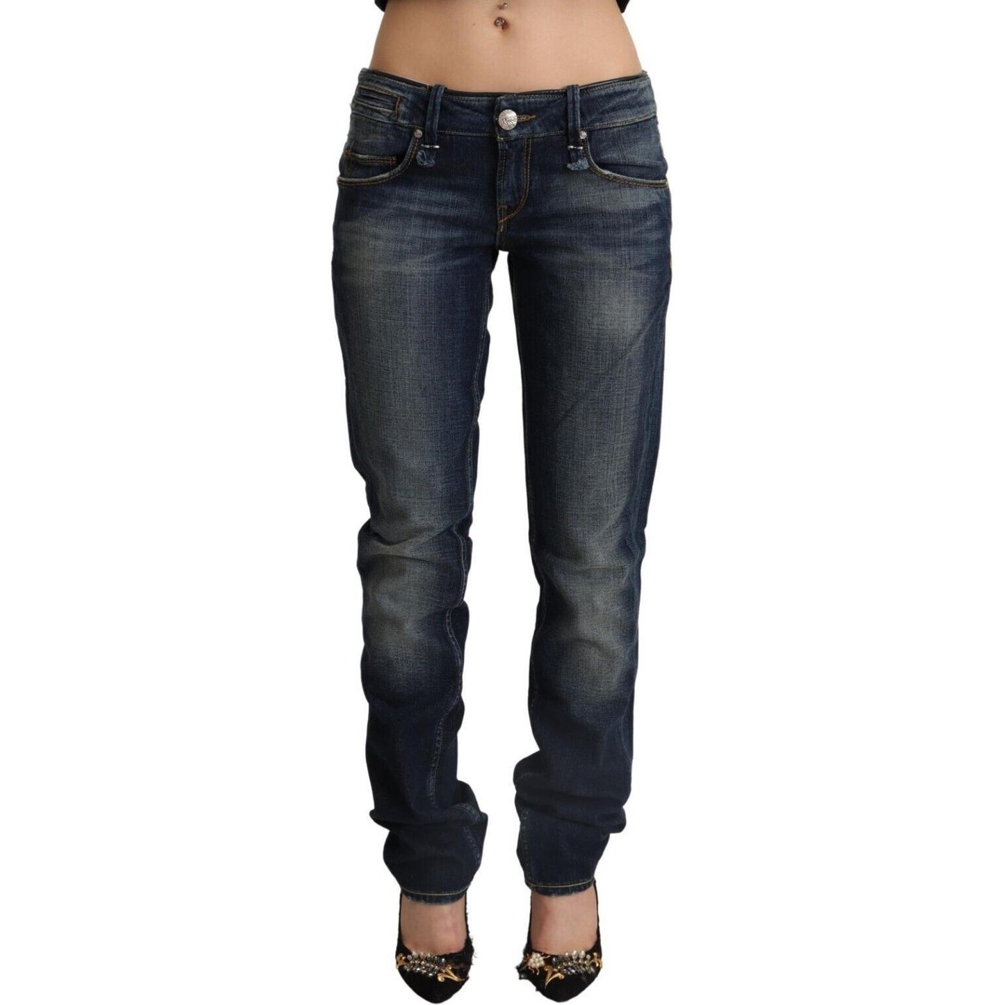 Acht Chic Dark Blue Low Waist Skinny Jeans Acht Dark Slate Gray