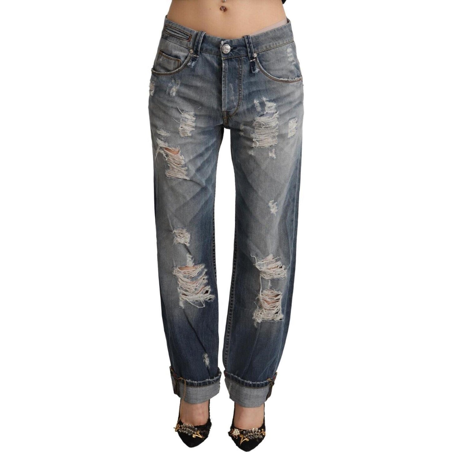 Acht Chic Mid Waist Baggy Fit Denim Acht Dark Slate Gray