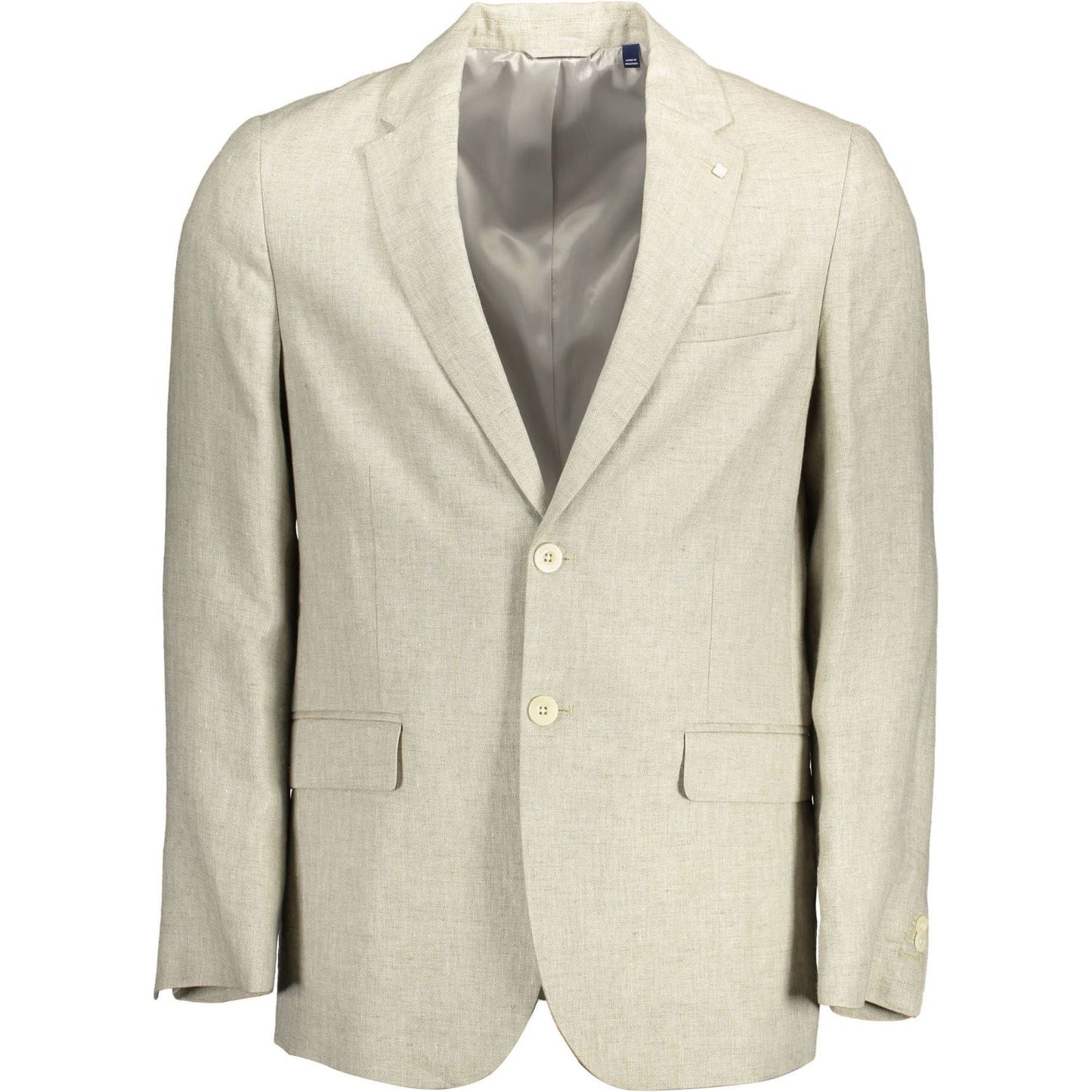 Gant Beige Linen Classic Jacket with Logo Detailing Gant Gray