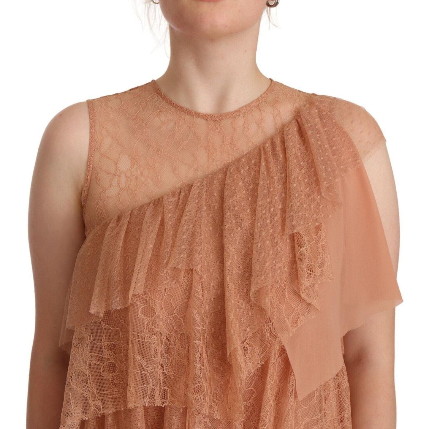 Liu Jo Chic Pink Sleeveless Tiered Mini Dress Liu Jo Rosy Brown