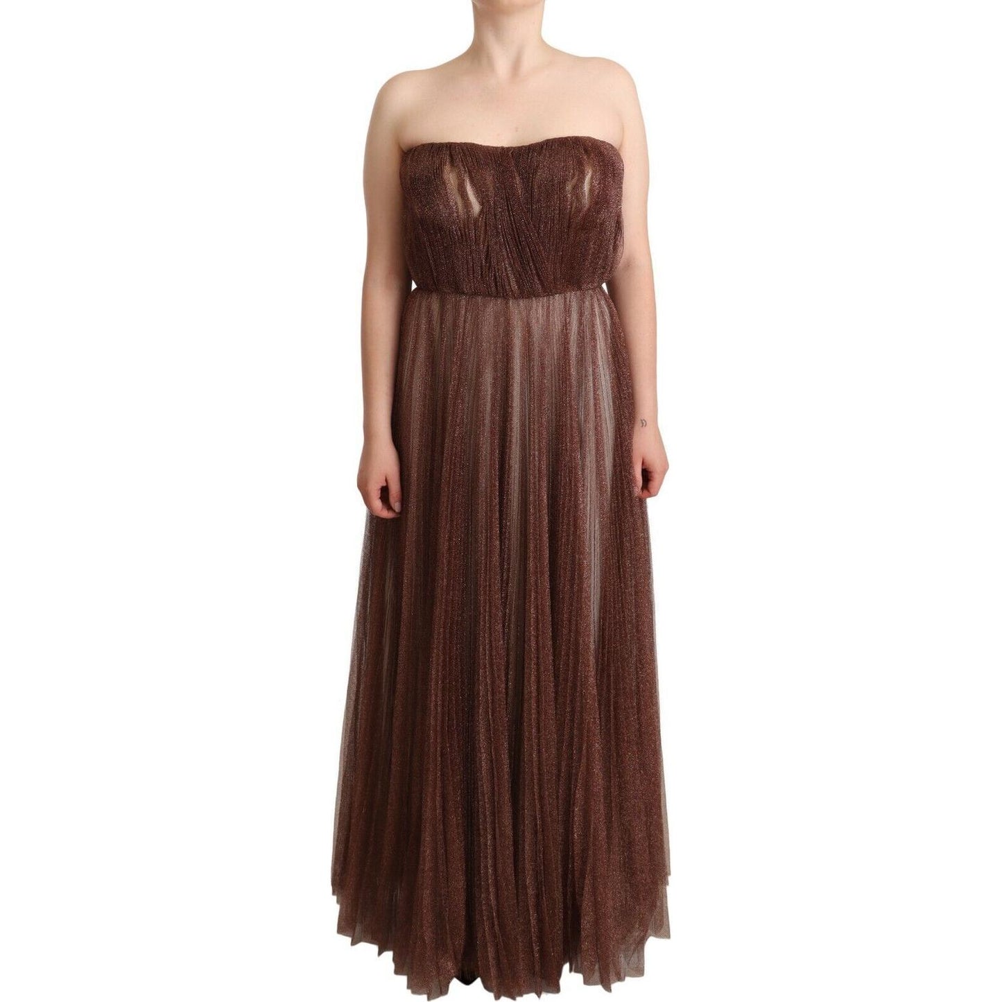Dolce & Gabbana Elegant Metallic Bronze Long Gown Dolce & Gabbana Dark Slate Gray
