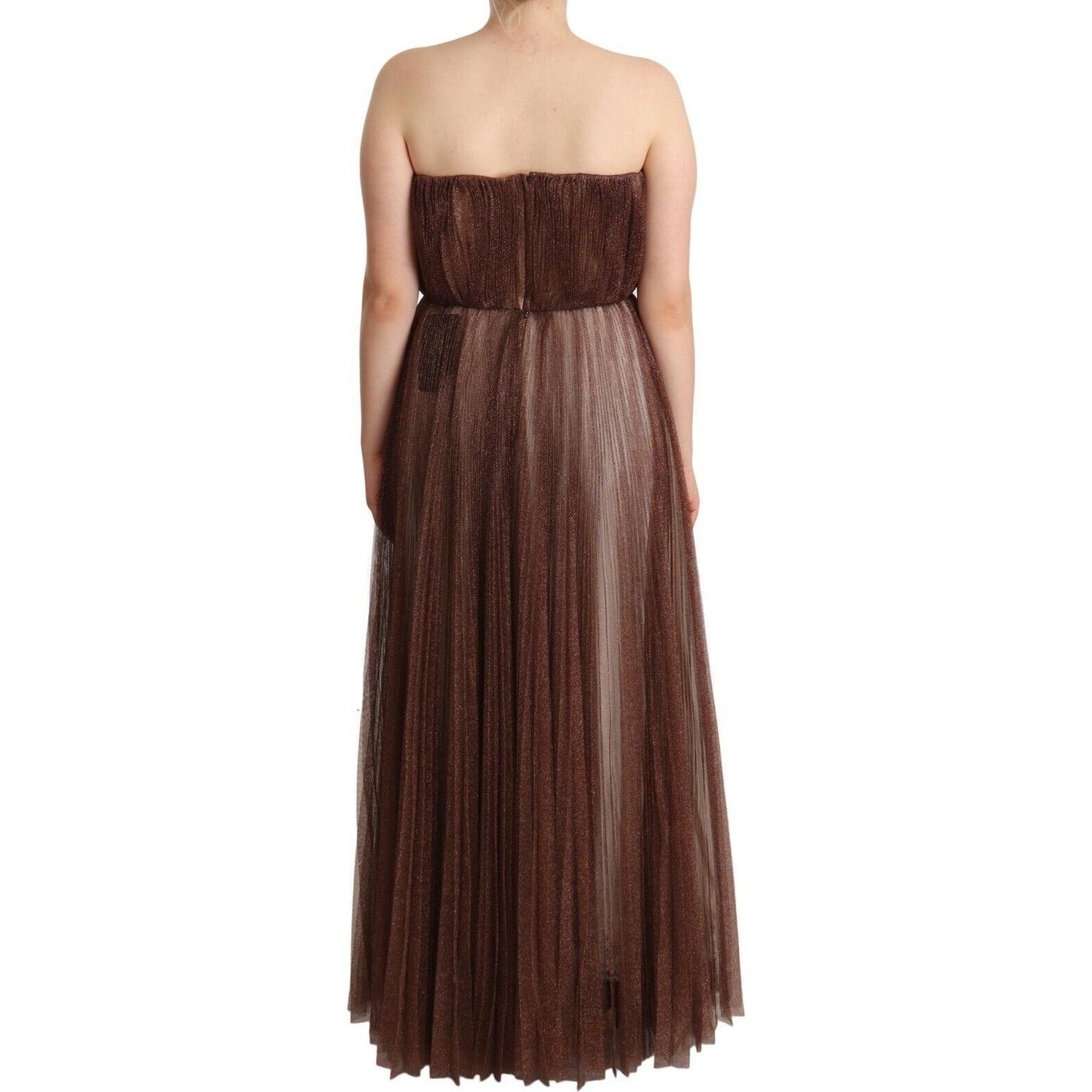 Dolce & Gabbana Elegant Metallic Bronze Long Gown Dolce & Gabbana Dark Slate Gray