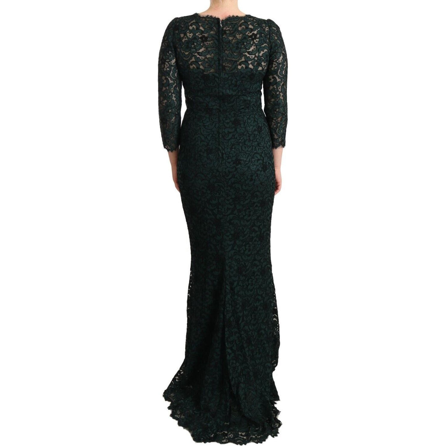 Dolce & Gabbana Elegant Lace Floor-Length V-Neck Dress Dolce & Gabbana Black