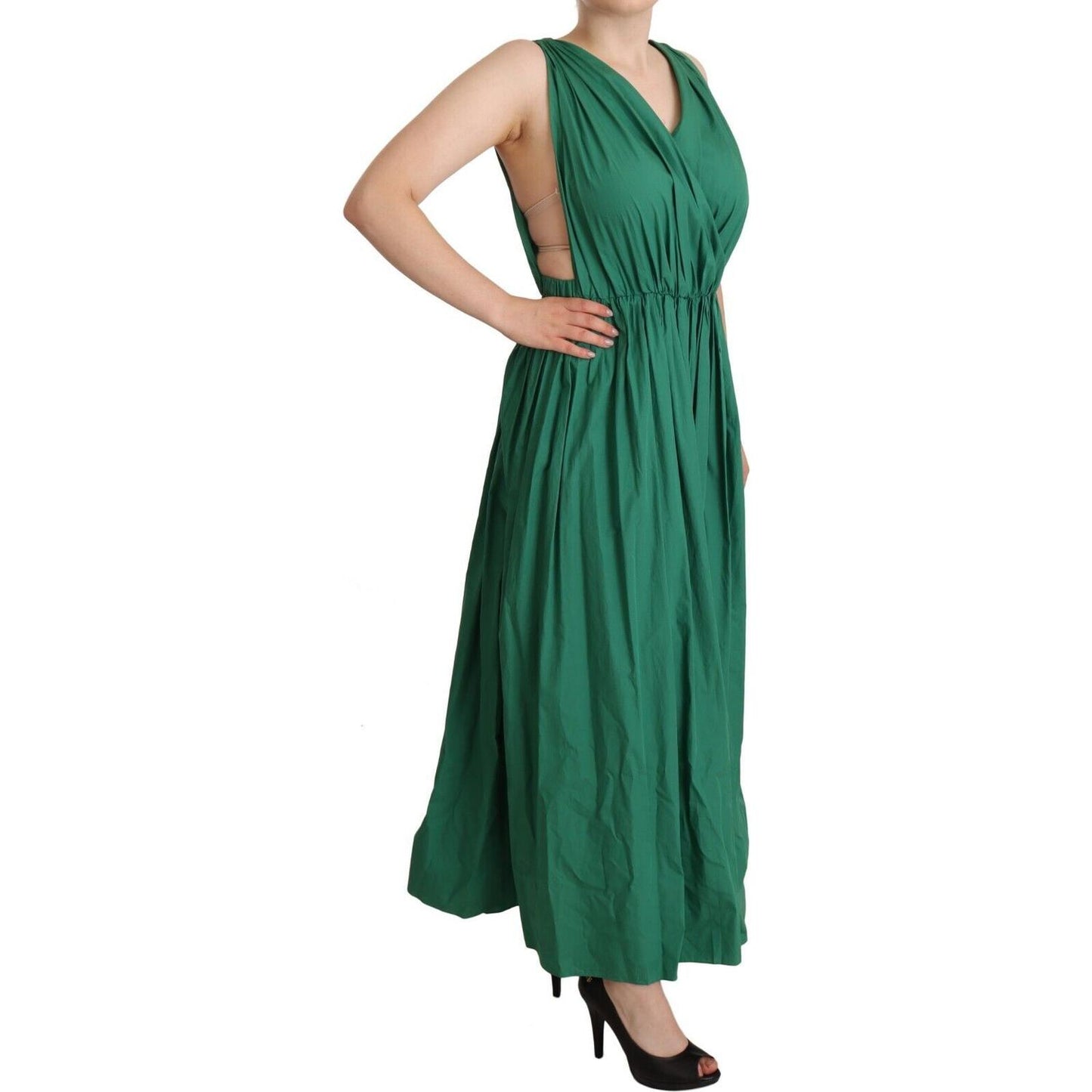 Dolce & Gabbana Elegant Deep Green Sleeveless A-Line Dress Dolce & Gabbana Dark Slate Gray