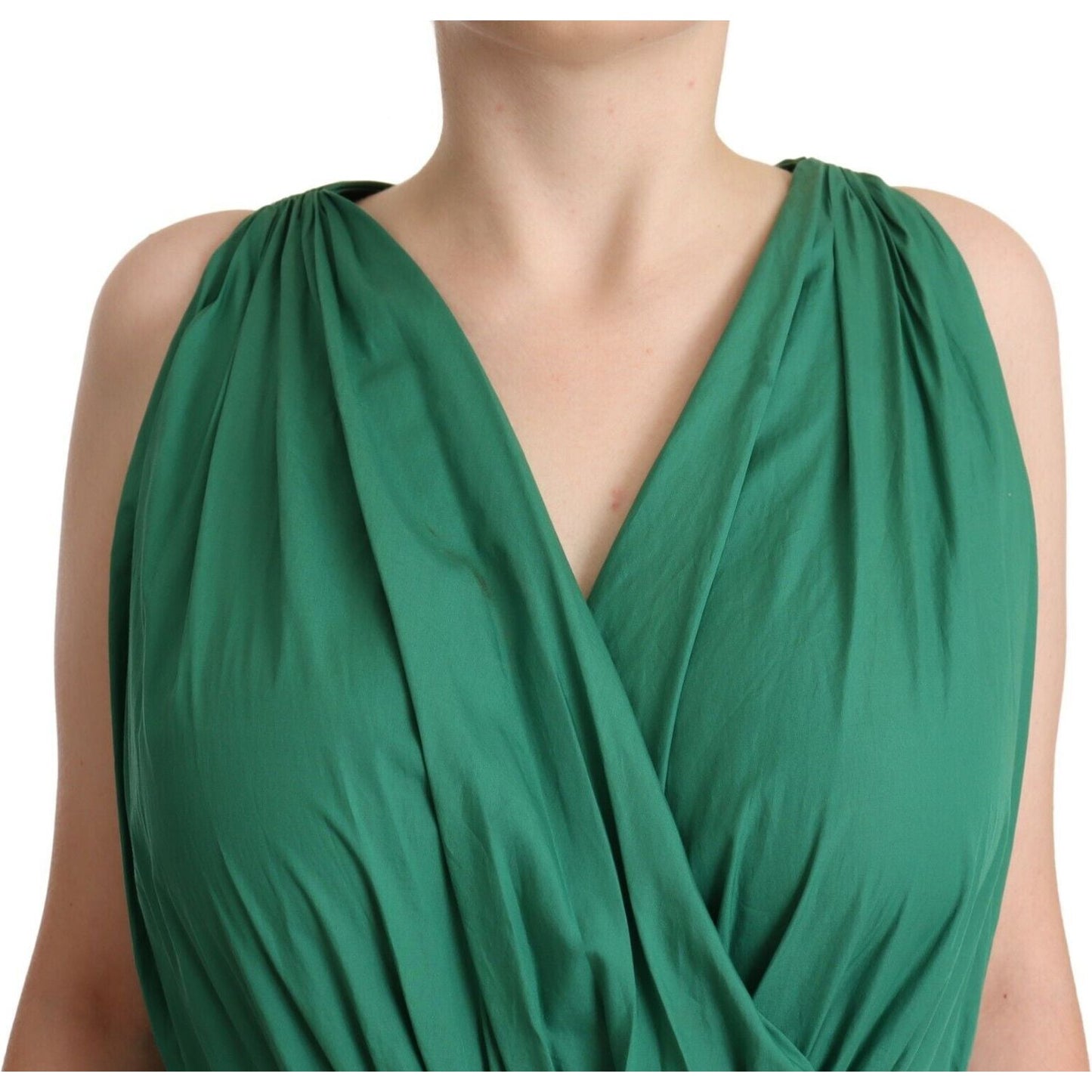 Dolce & Gabbana Elegant Deep Green Sleeveless A-Line Dress Dolce & Gabbana Sea Green