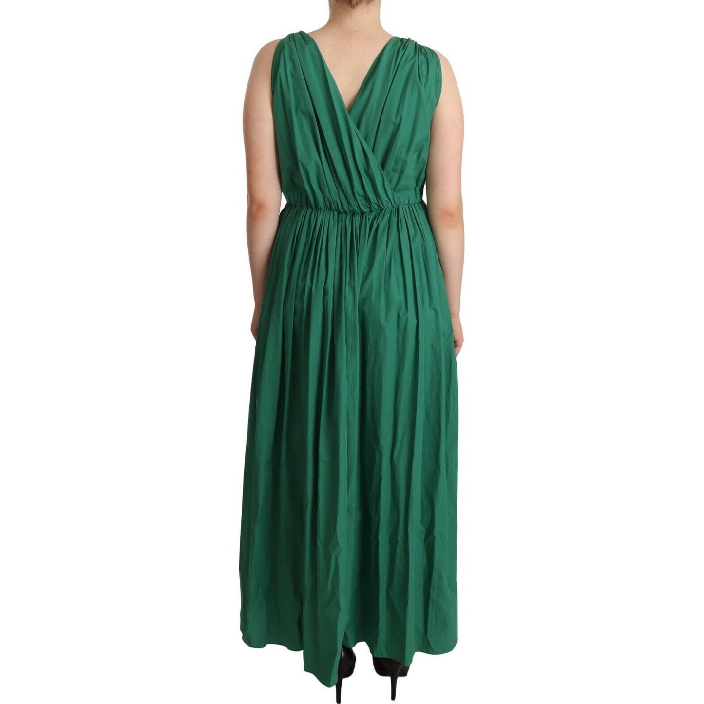 Dolce & Gabbana Elegant Deep Green Sleeveless A-Line Dress Dolce & Gabbana Dark Slate Gray