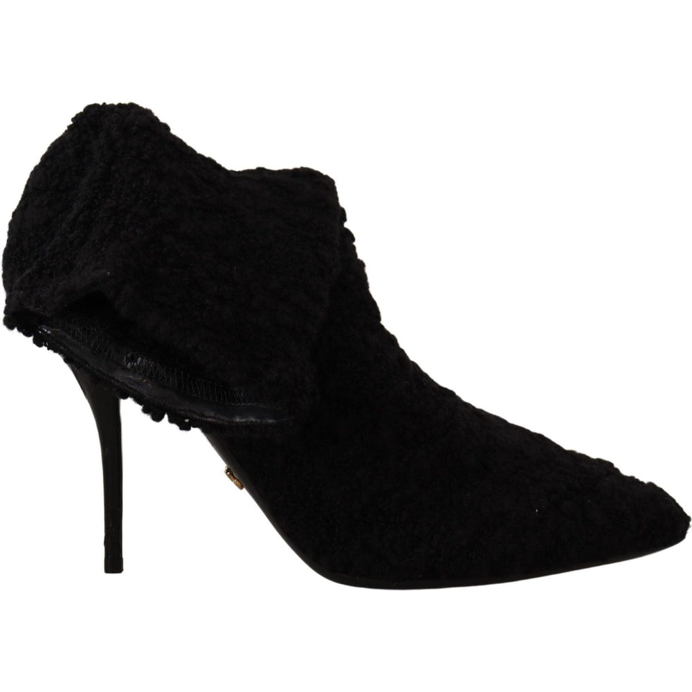 Dolce & Gabbana Black Stiletto Heels Mid Calf Women Boots